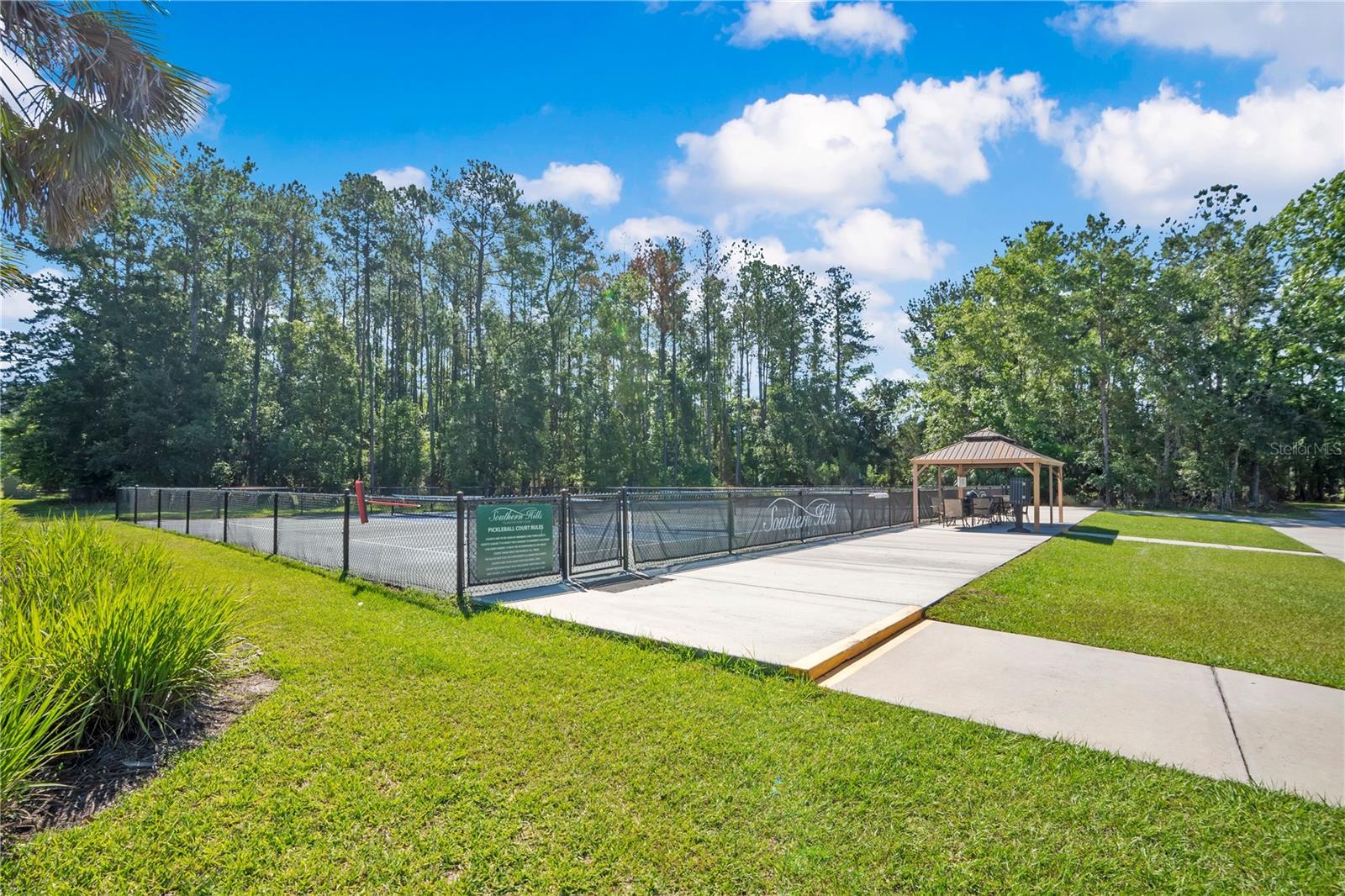 Community tennis courts, pickleball courts.