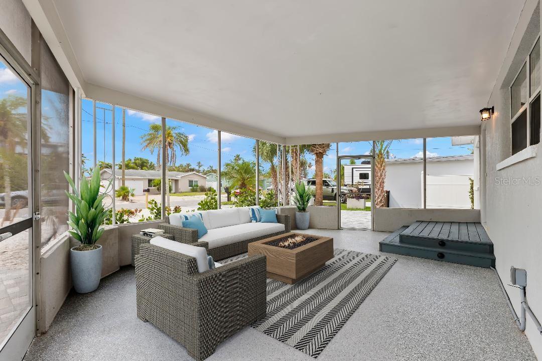 Front porch. Staged to give an idea.