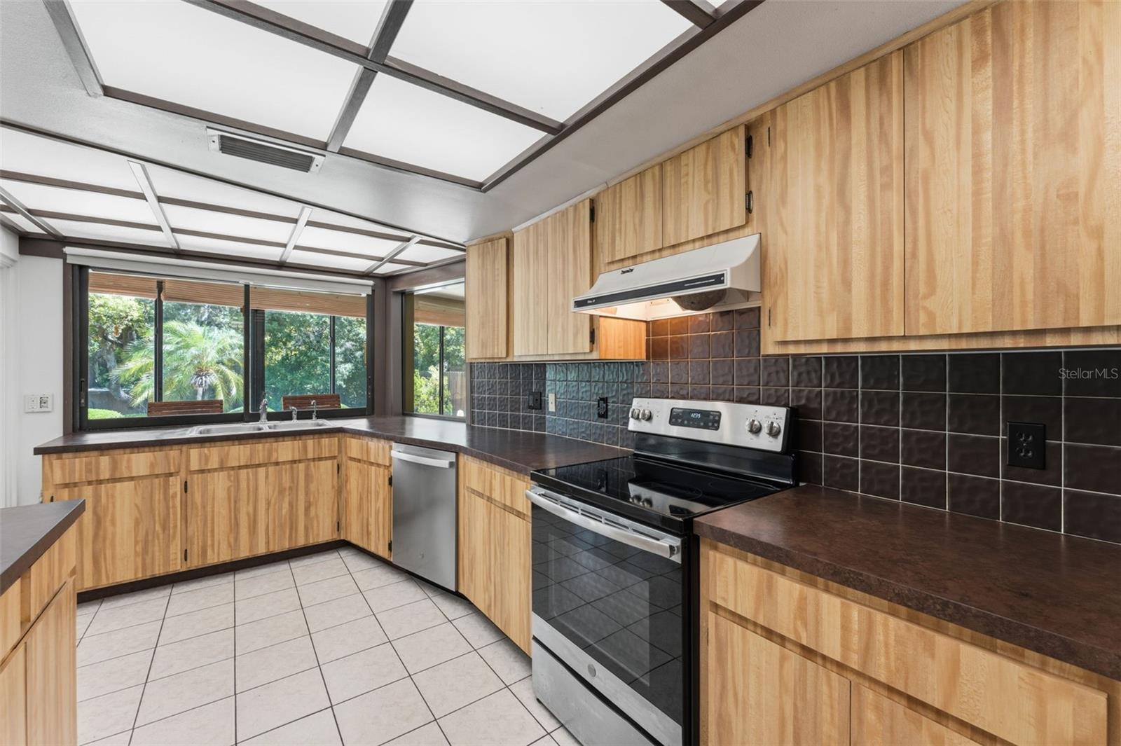 Kitchen with Backyard View