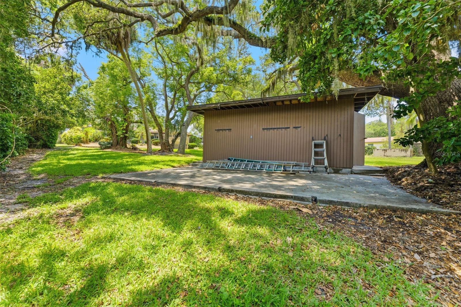 Paking Pad Behind Storage Shed