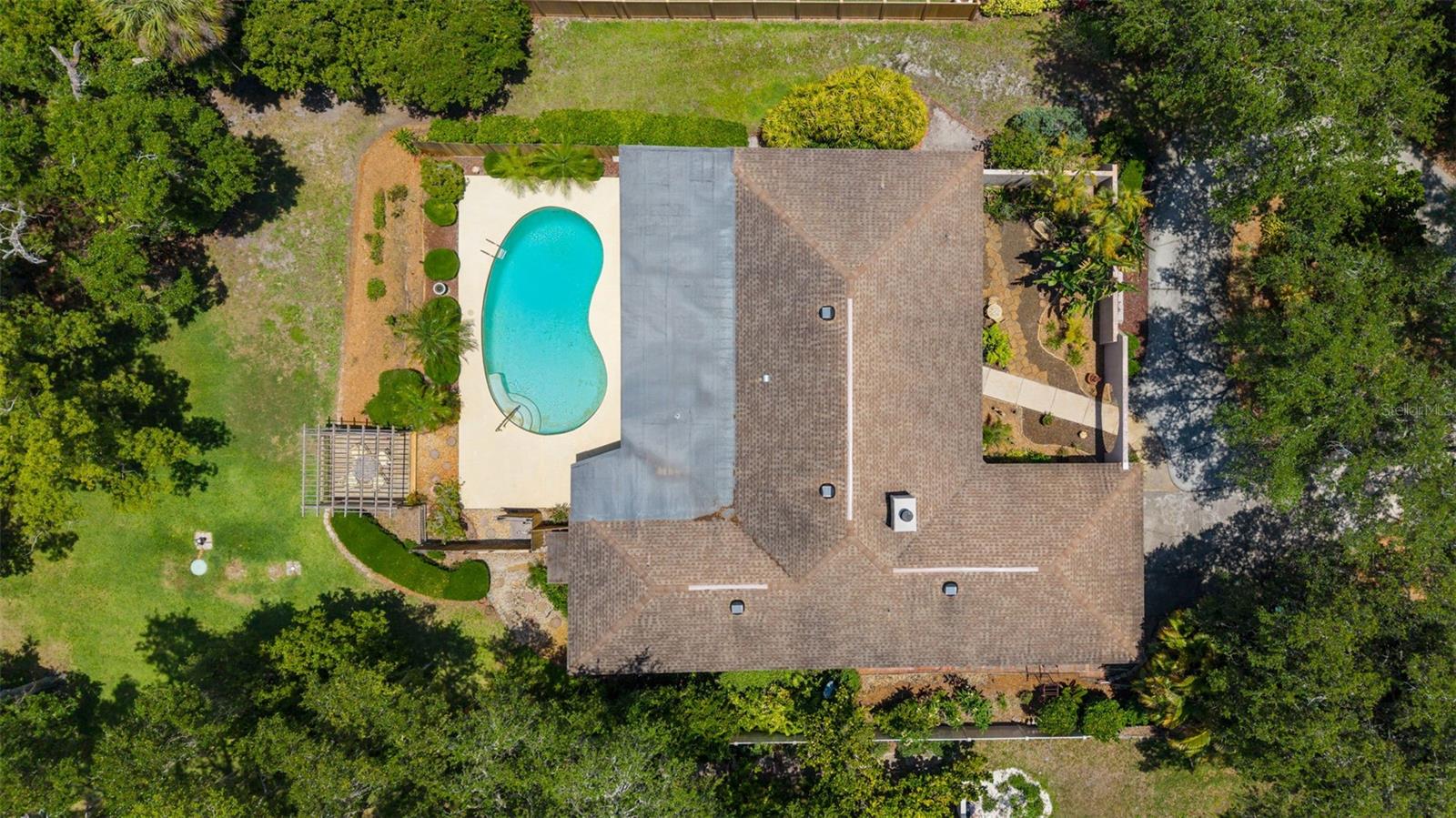 Overhead View of Pool and Backard