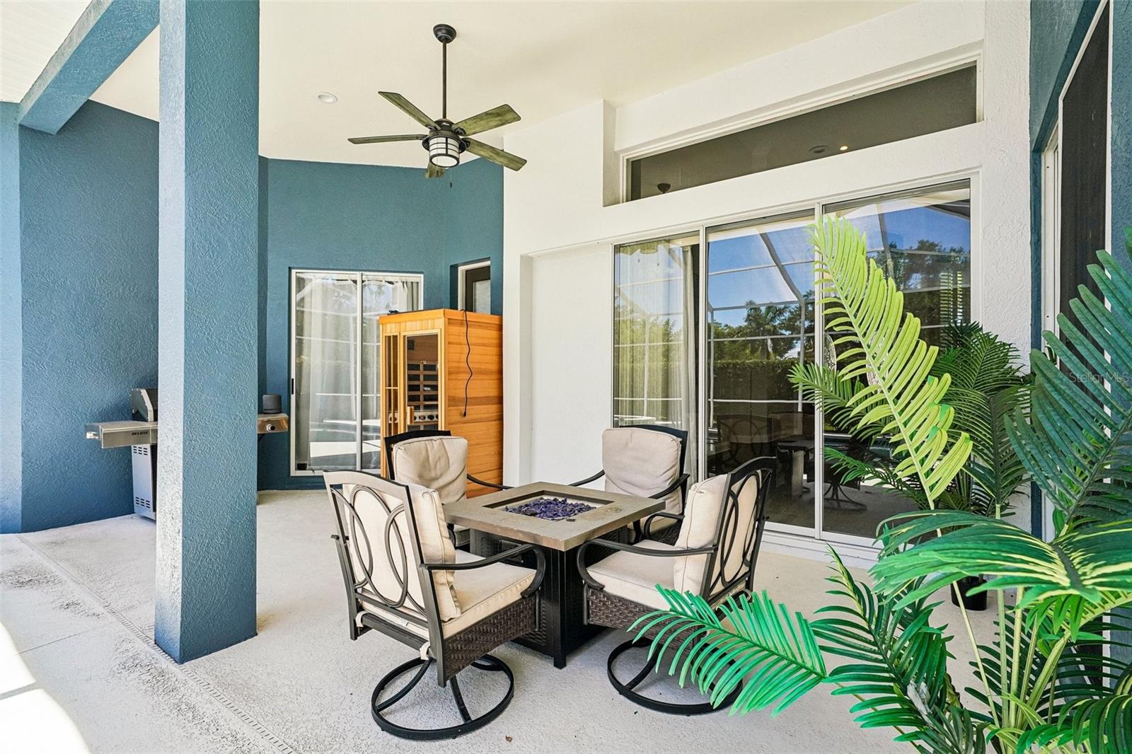 Pool dining or fire pit area