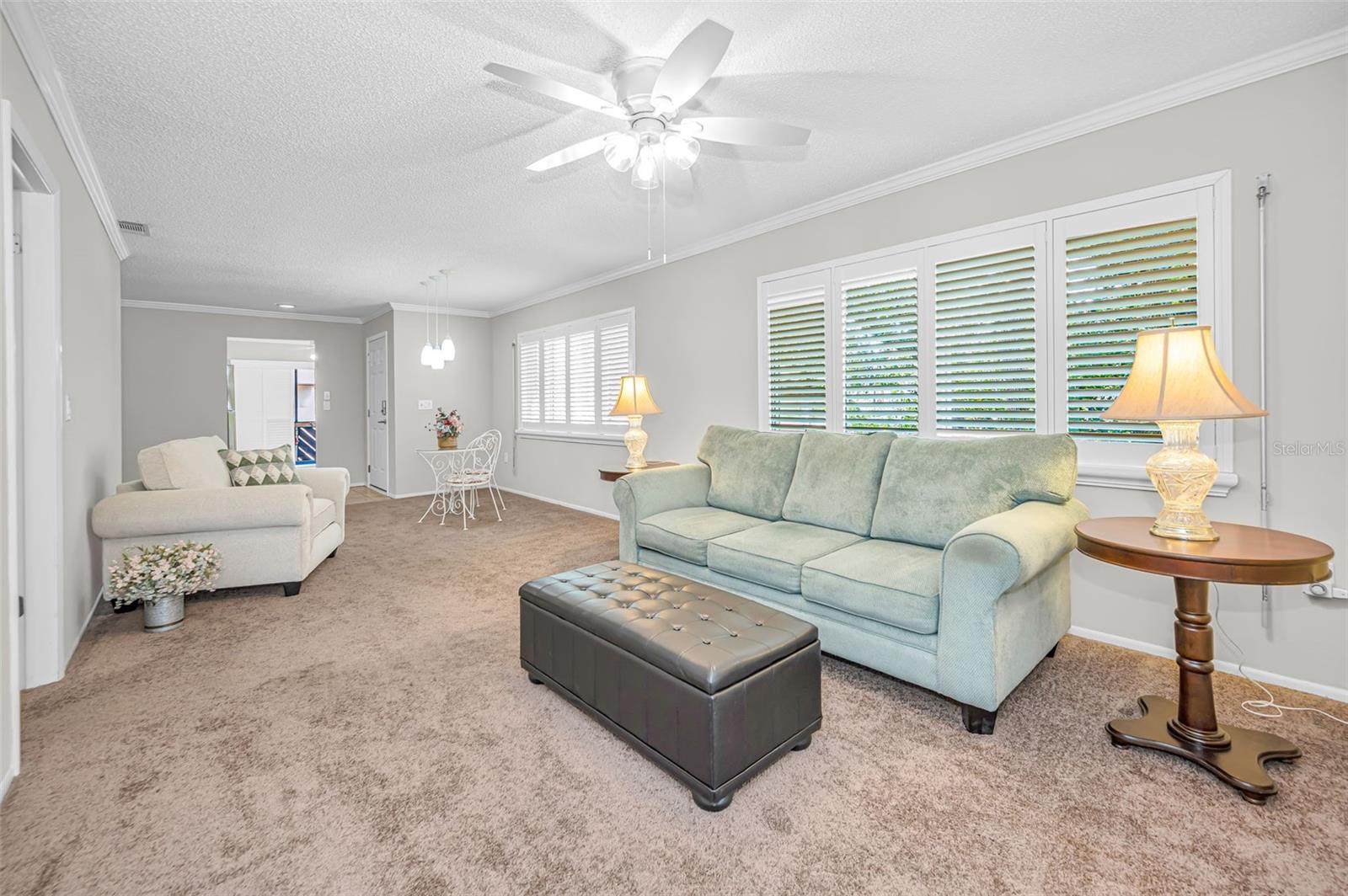 Living Room with Plantation Shutters