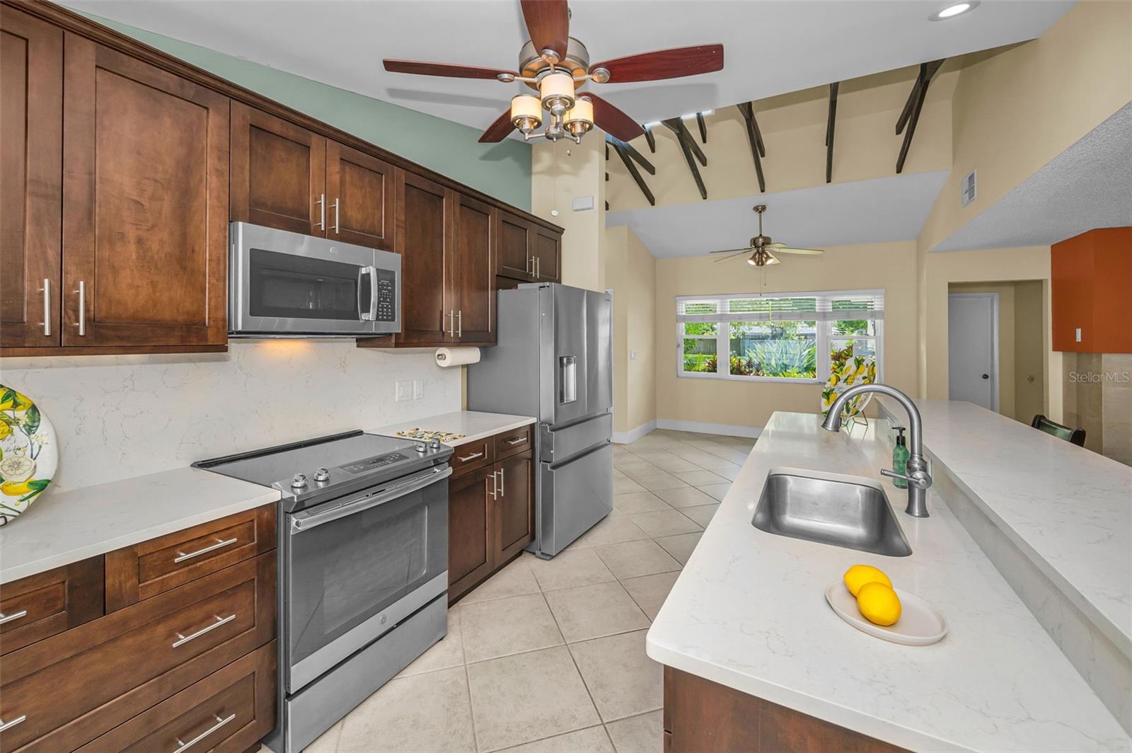 Gleaming open kitchen