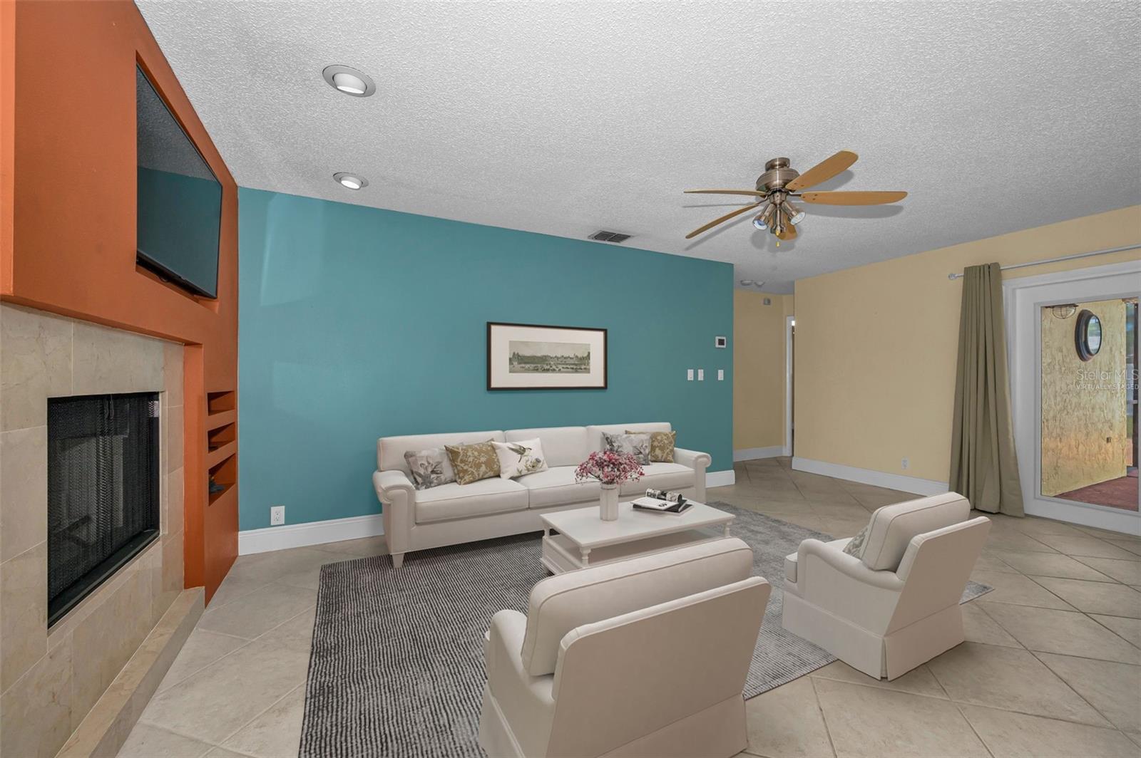 Family/great room virtually staged