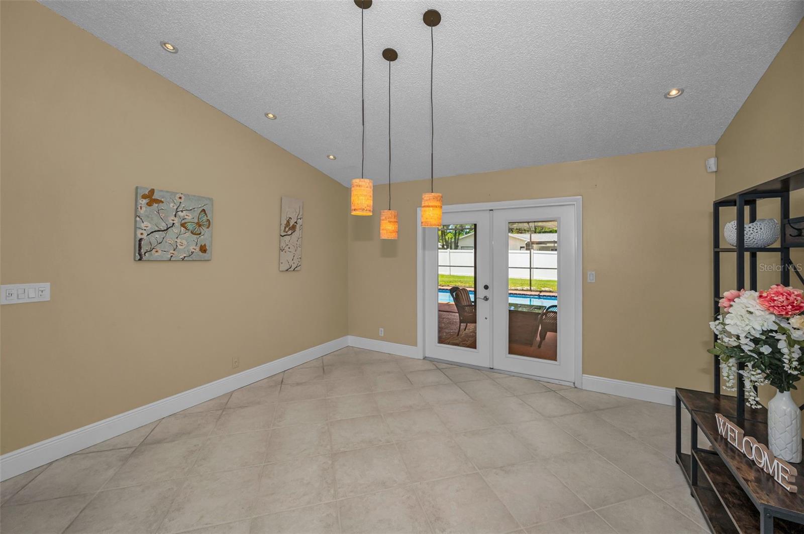 Living room looking onto the pool