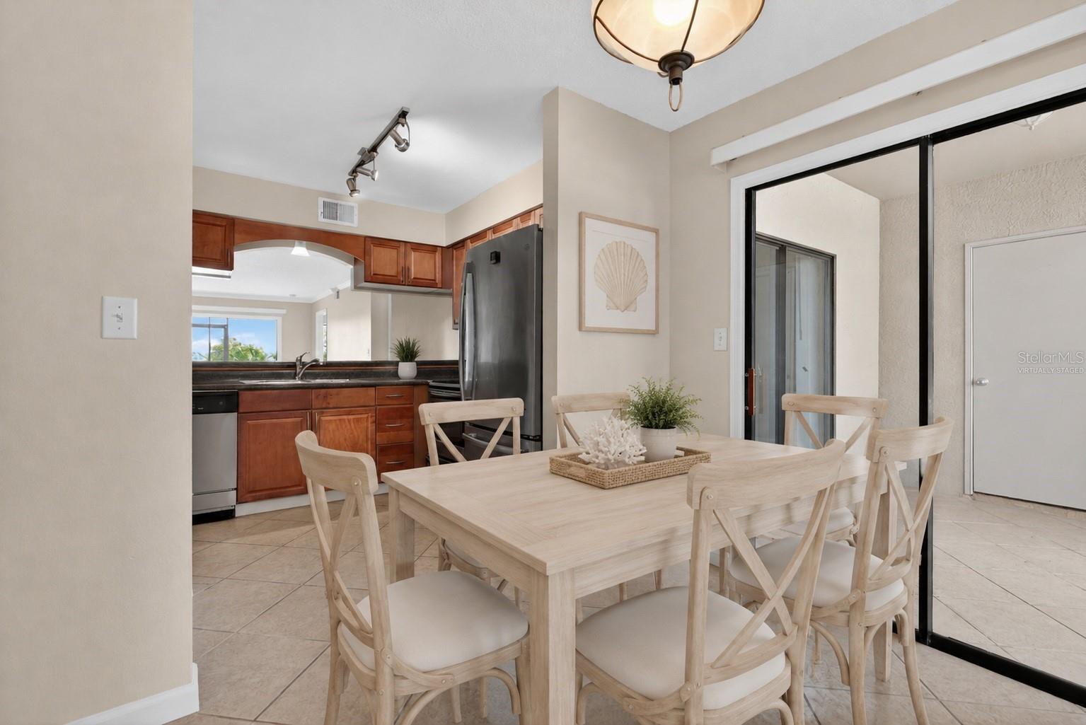 Virtually staged dining room.