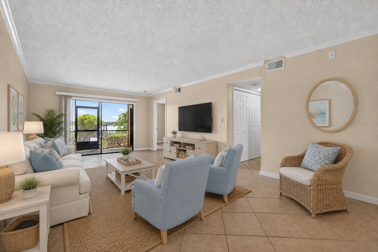 Virtually staged living room.