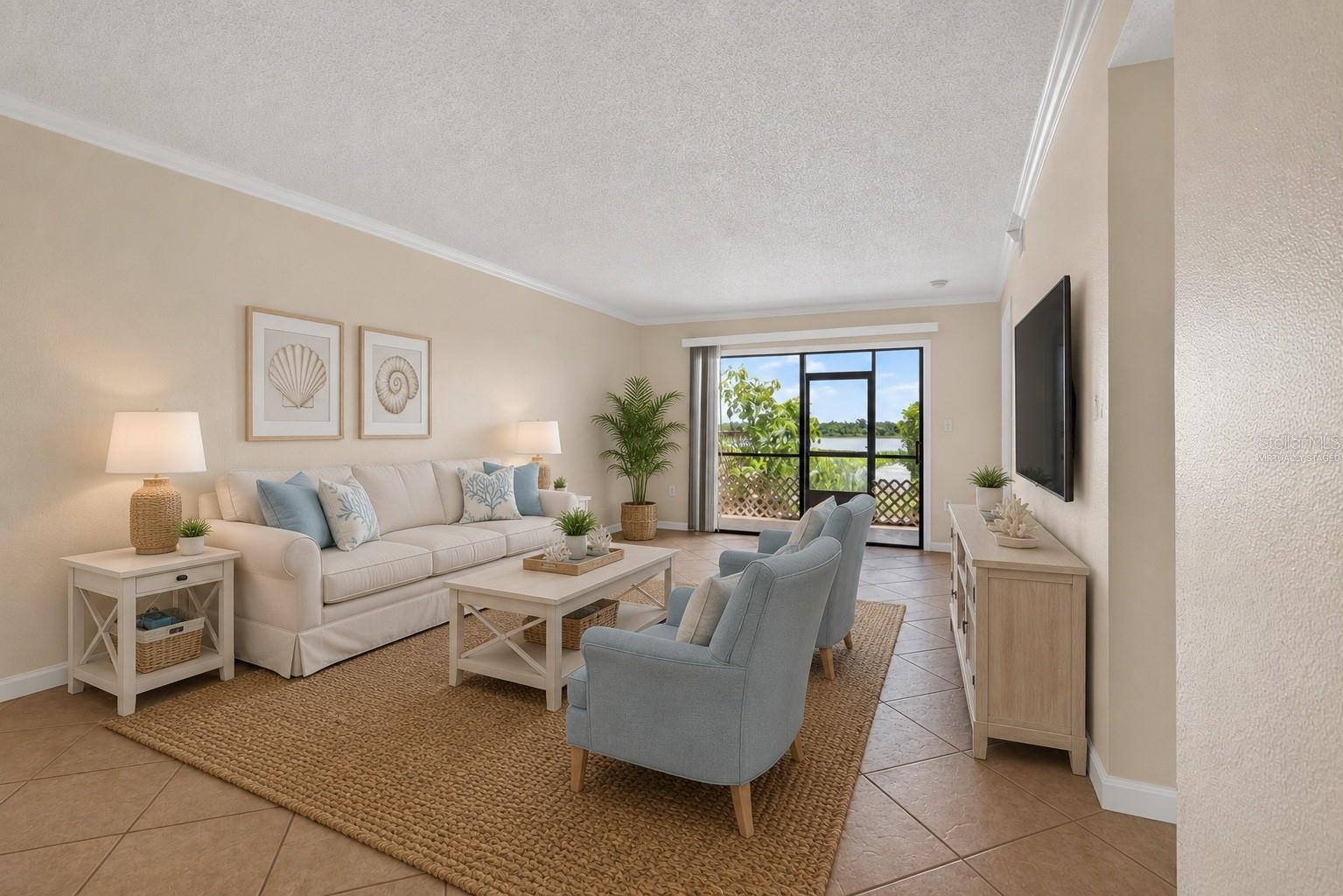 Virtually staged living room.