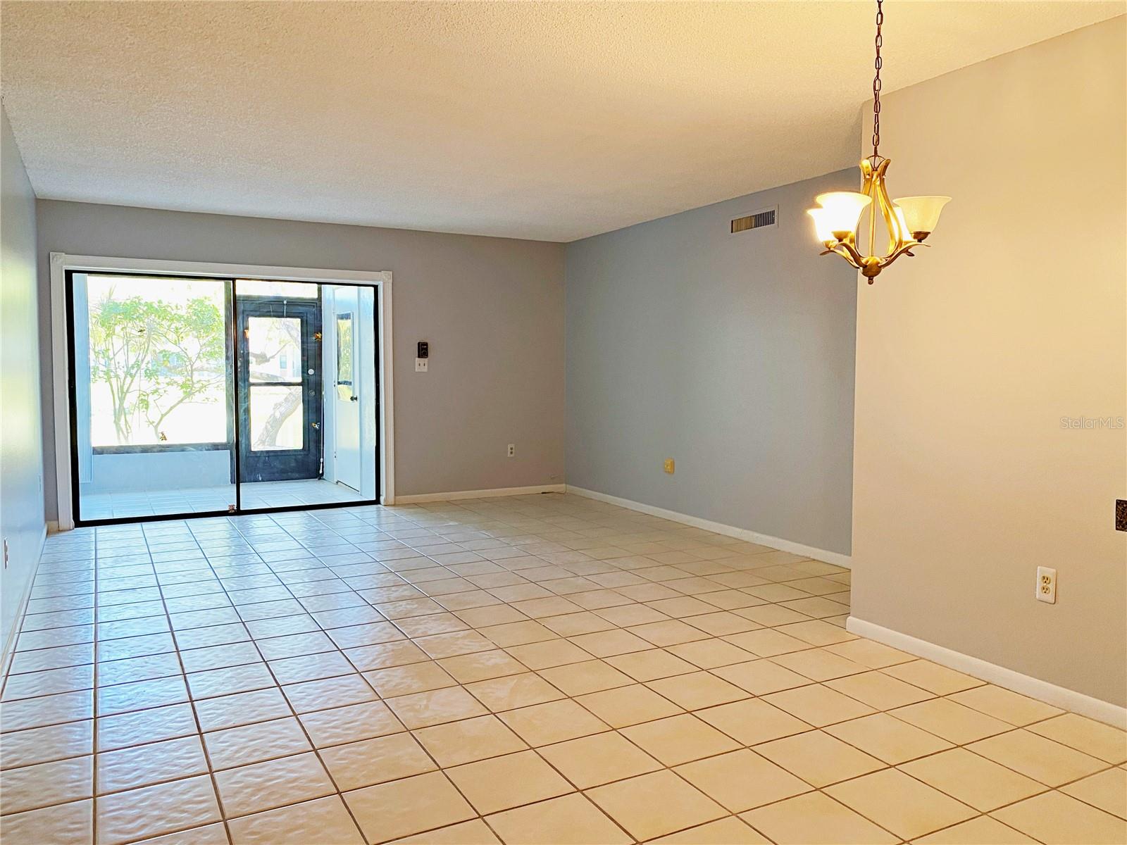 View of dining/living room & back porch