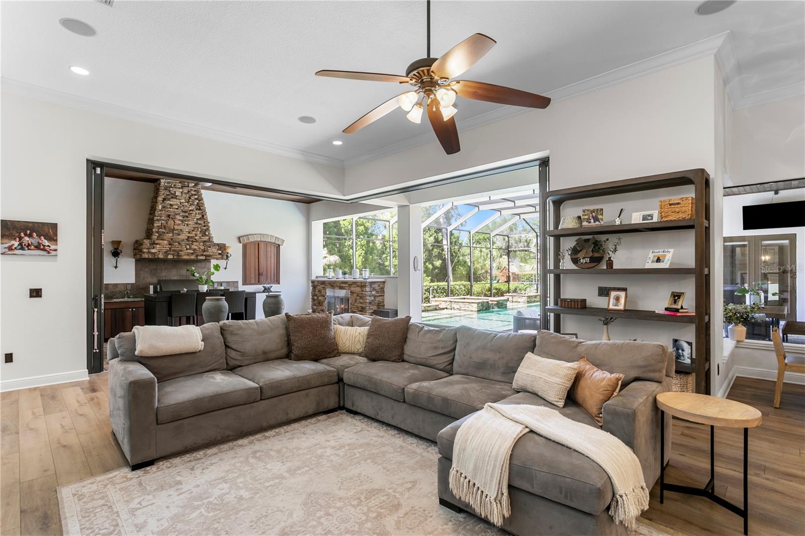 Sweeping views of the lanai and pool.