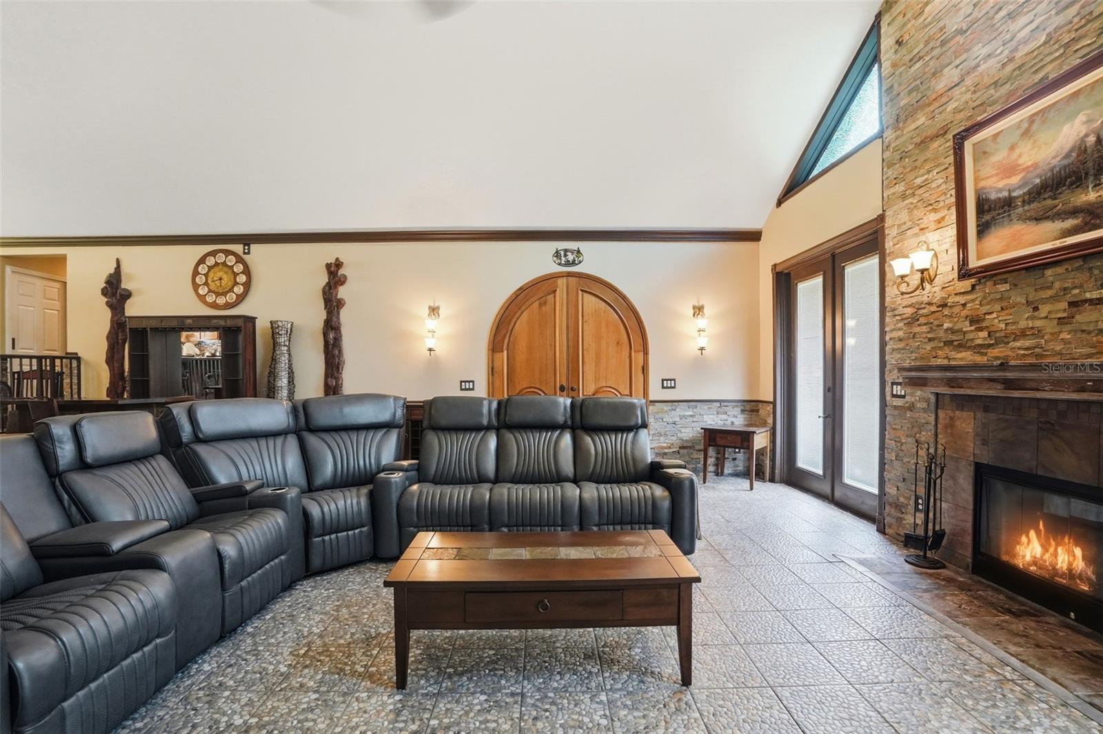 Main Cabin Great Room with grand wood double door entrance!