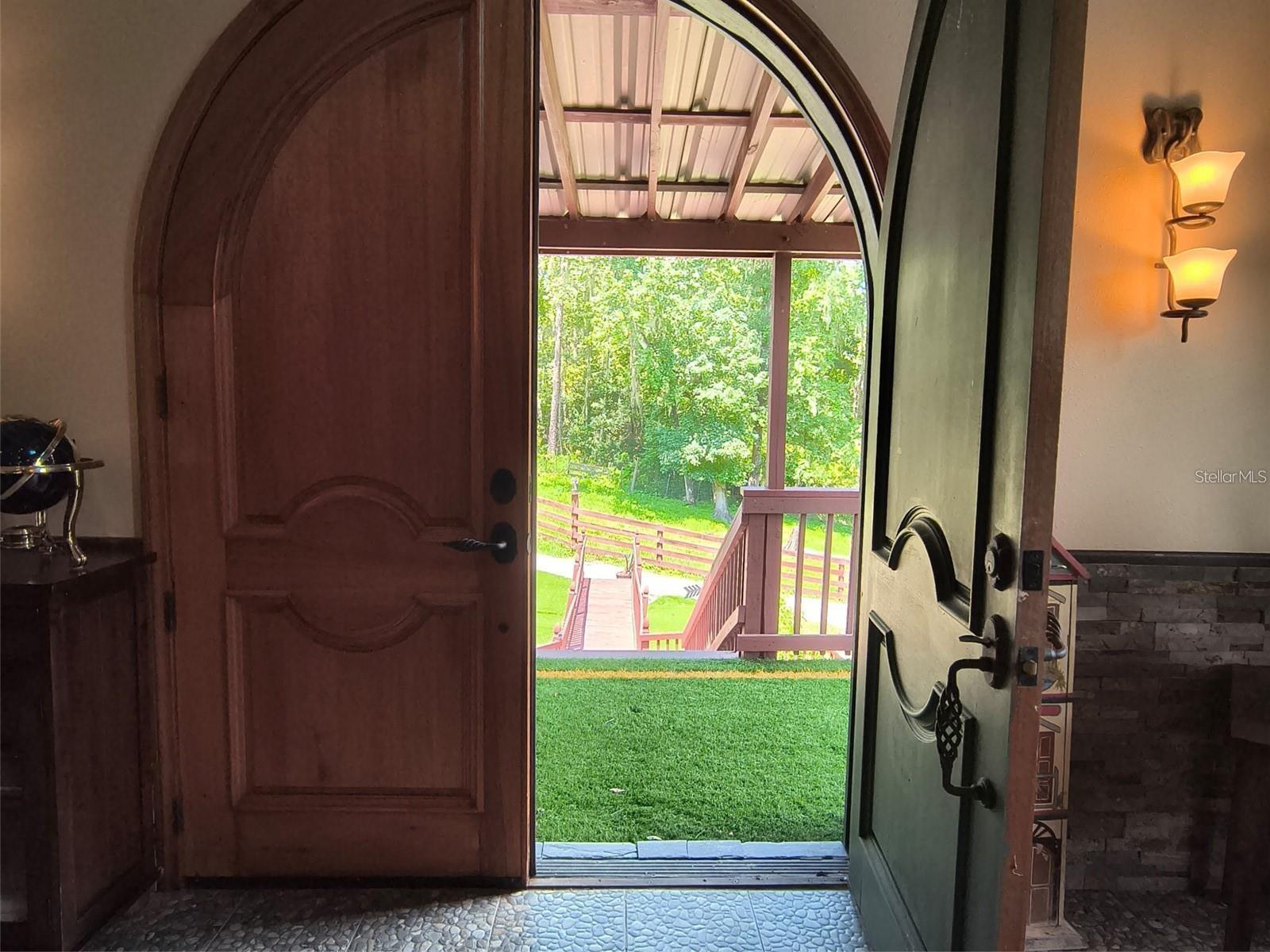 Beautiful Wood Front Doors with curved top!