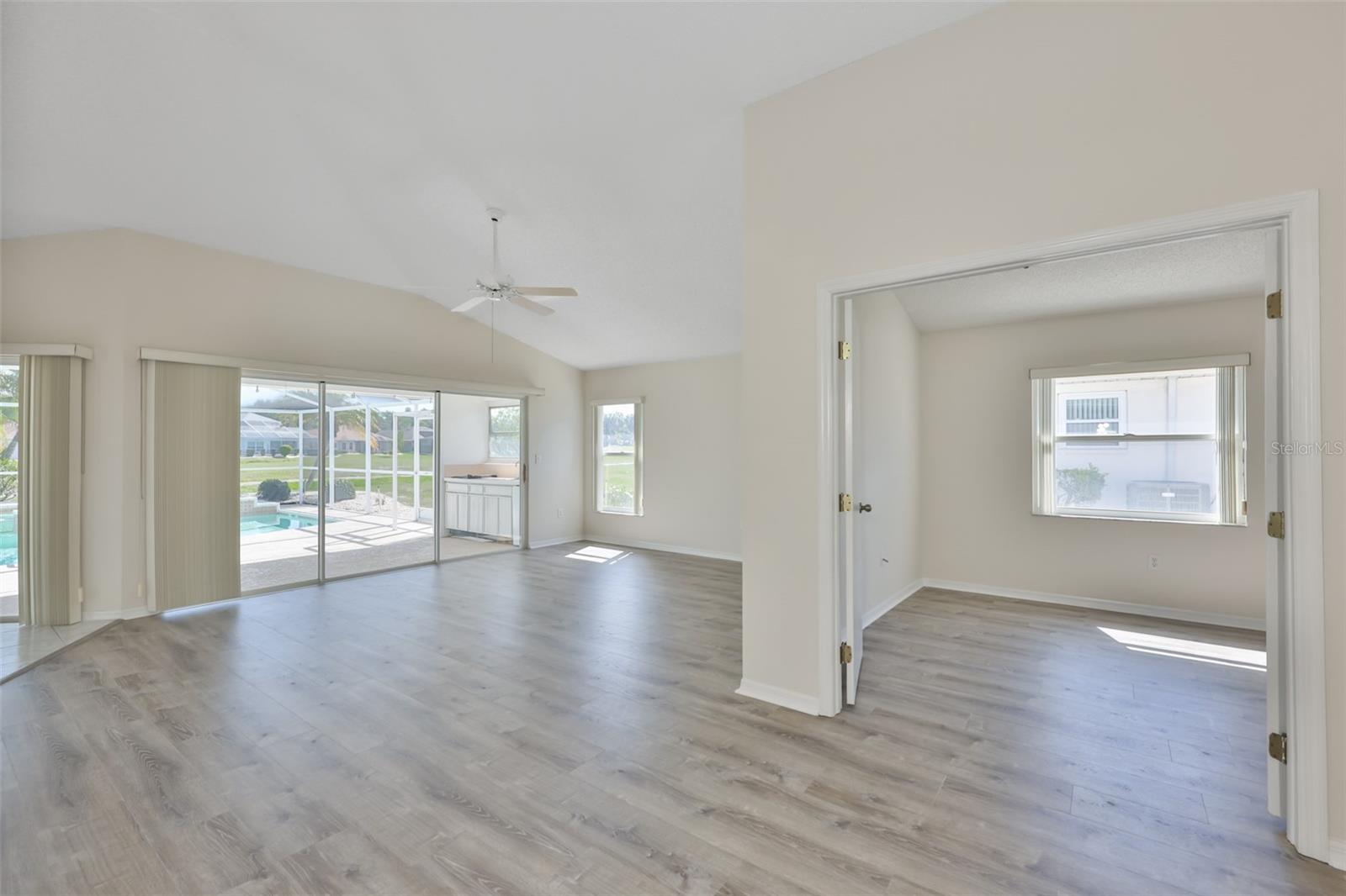 Great Room, den/office on right
