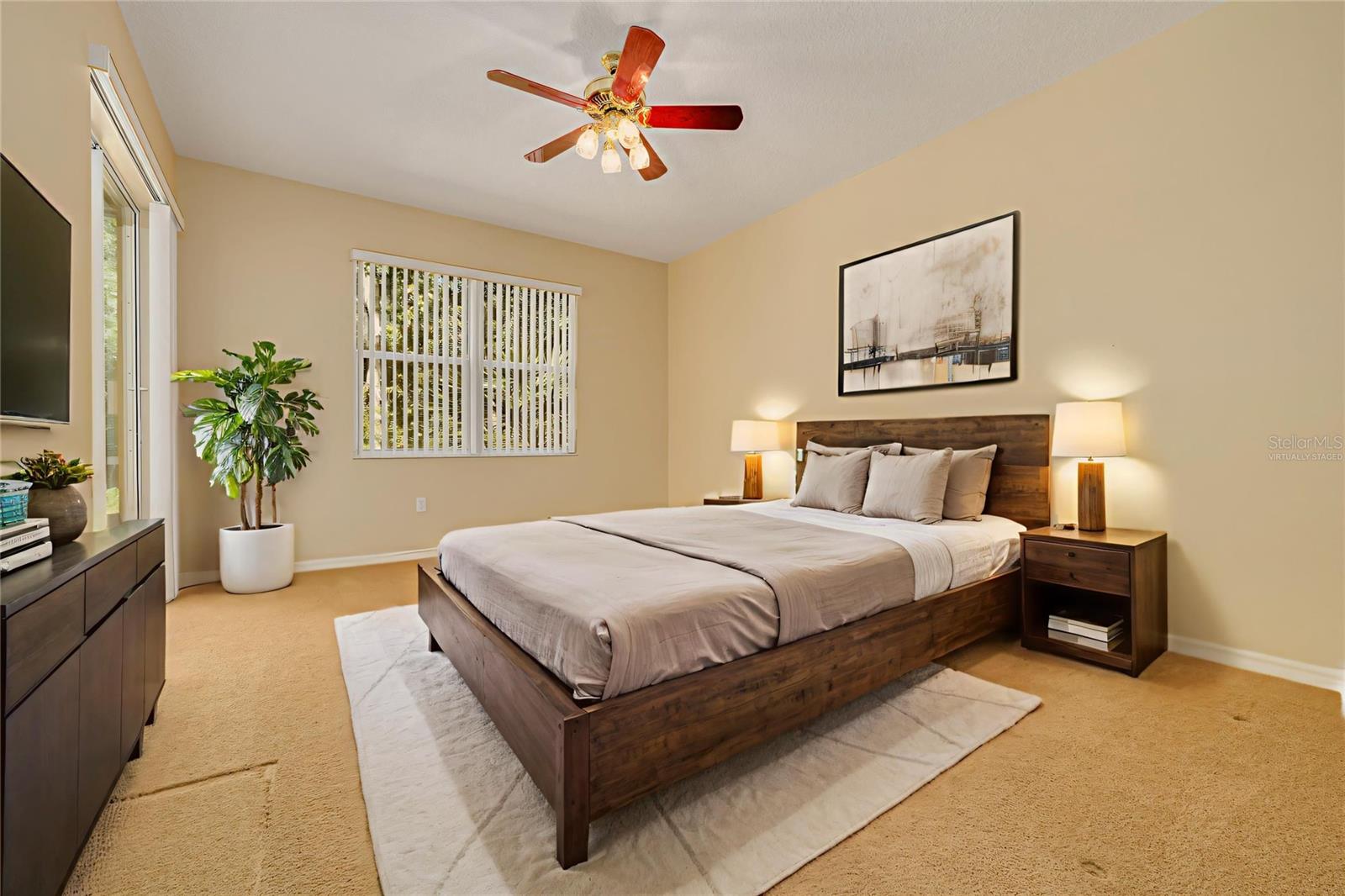 Primary bedroom, virtually staged