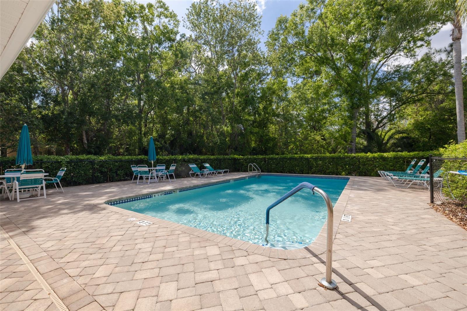 Heated community pool with restrooms