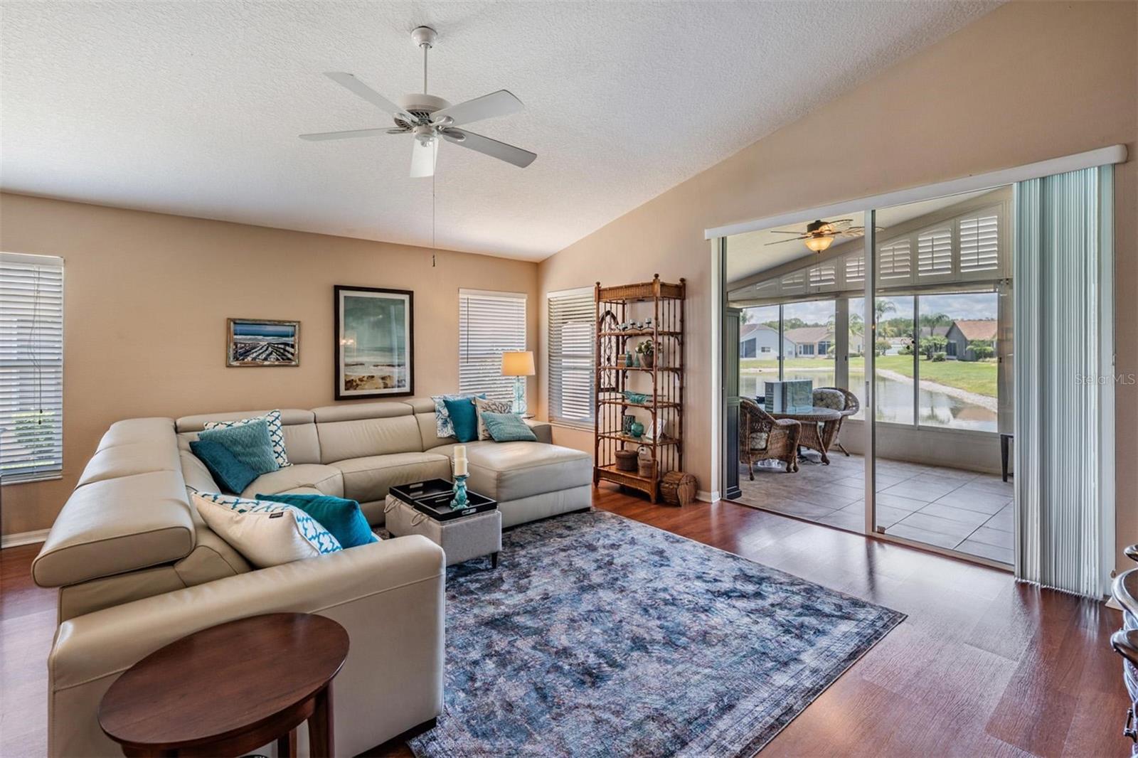 View of Florida room and pond
