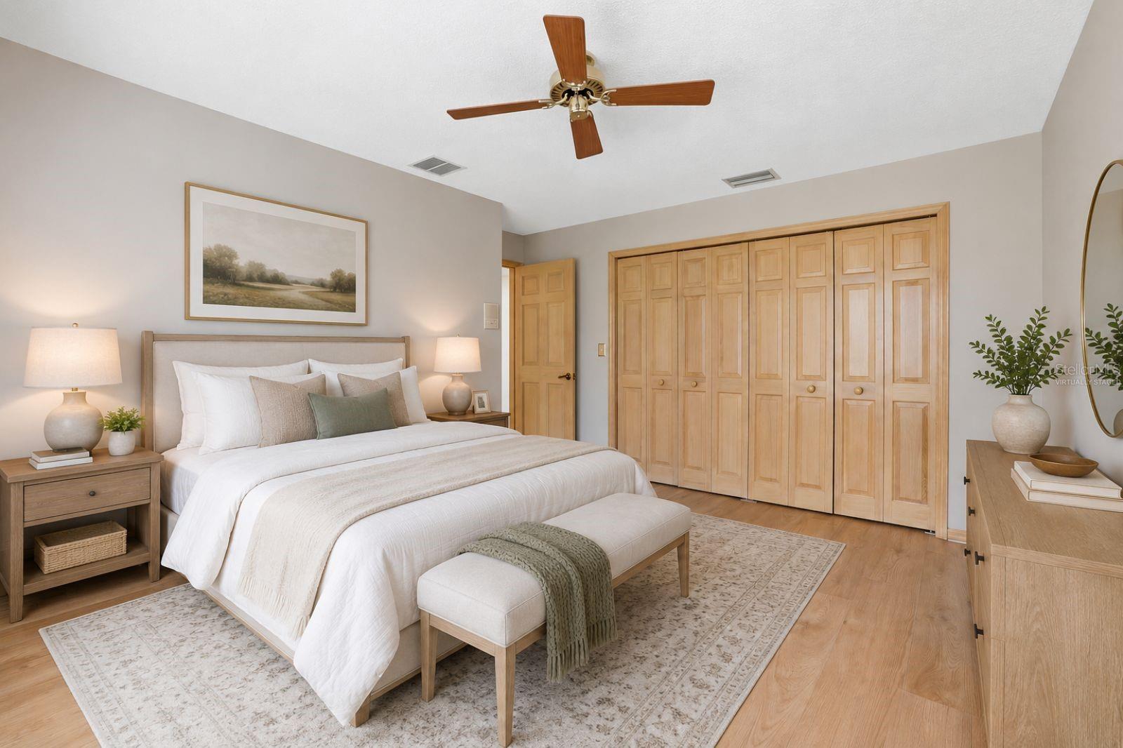 Bedroom 3 With Lake view andhurricane impact ratedwindow-virtually staged