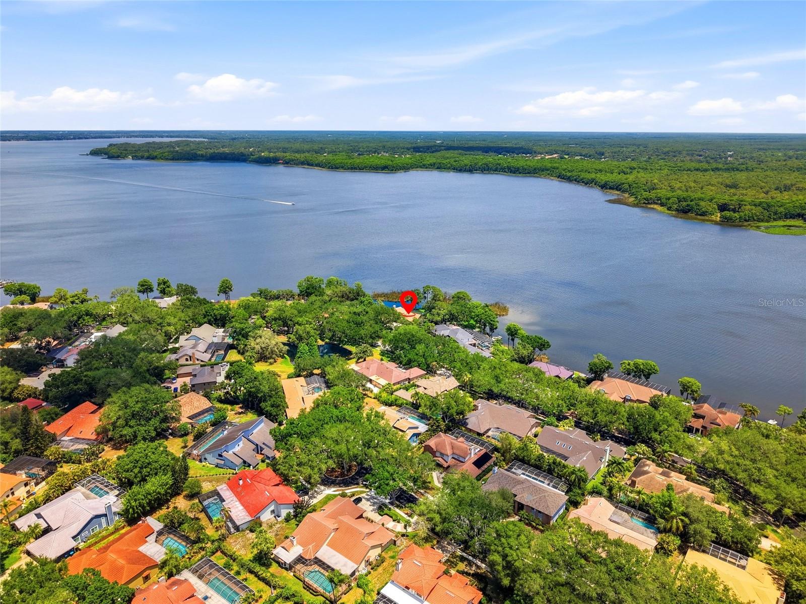 Your home is positioned at apoint on Lake Tarpon offeringexpansive views from nearlyevery room.