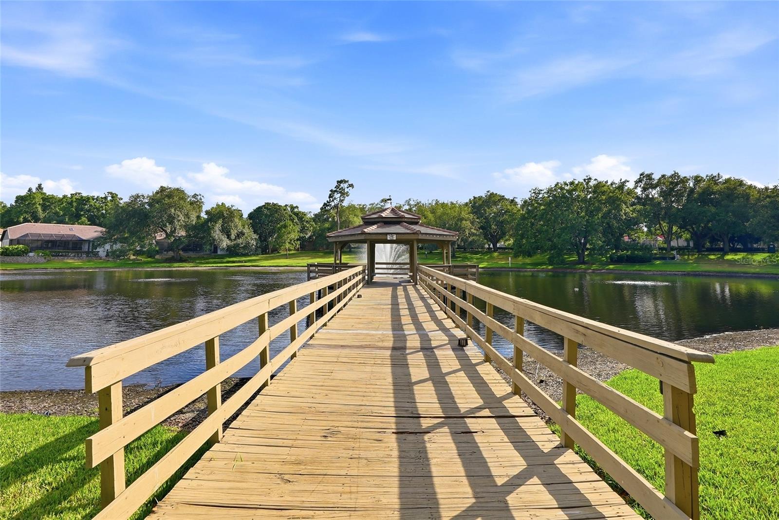 Residents enjoy a private gatedmarina with boat slipsavailable on Lake Tarpon and agated boat ramp, a privategated community pier, a nineacre common area park, awalk-out gazebo overlooking alarge pond with a fountain,paved walking pathsthroughout the common areas,a playground, two gated tenniscourts, and a basketball court.