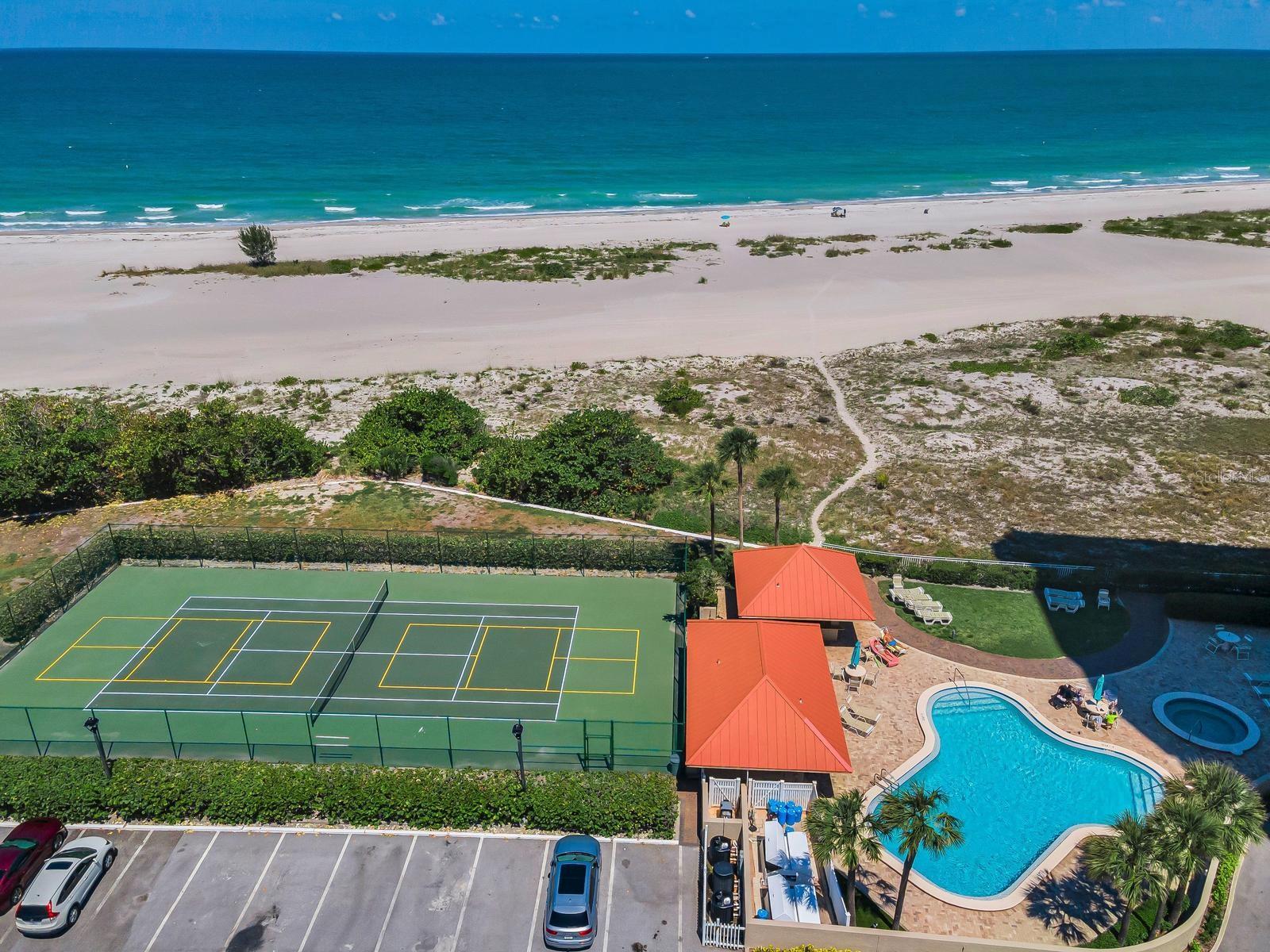 Lighthouse Towers is a gated community offering the finest of Amenities including Gulf-Front Heated Pool & Spa, Covered Cabana with Grill Area, Tennis & Pickleball Court, Shuffleboard & Basketball Ideal for the Perfect Beach Day!