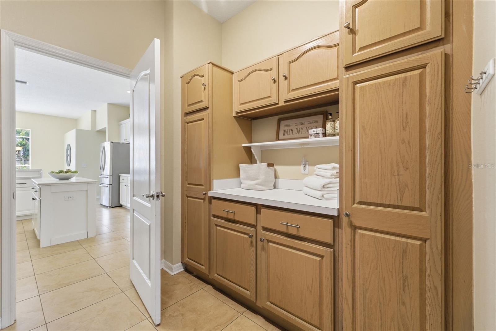 Laundry storage and folding area