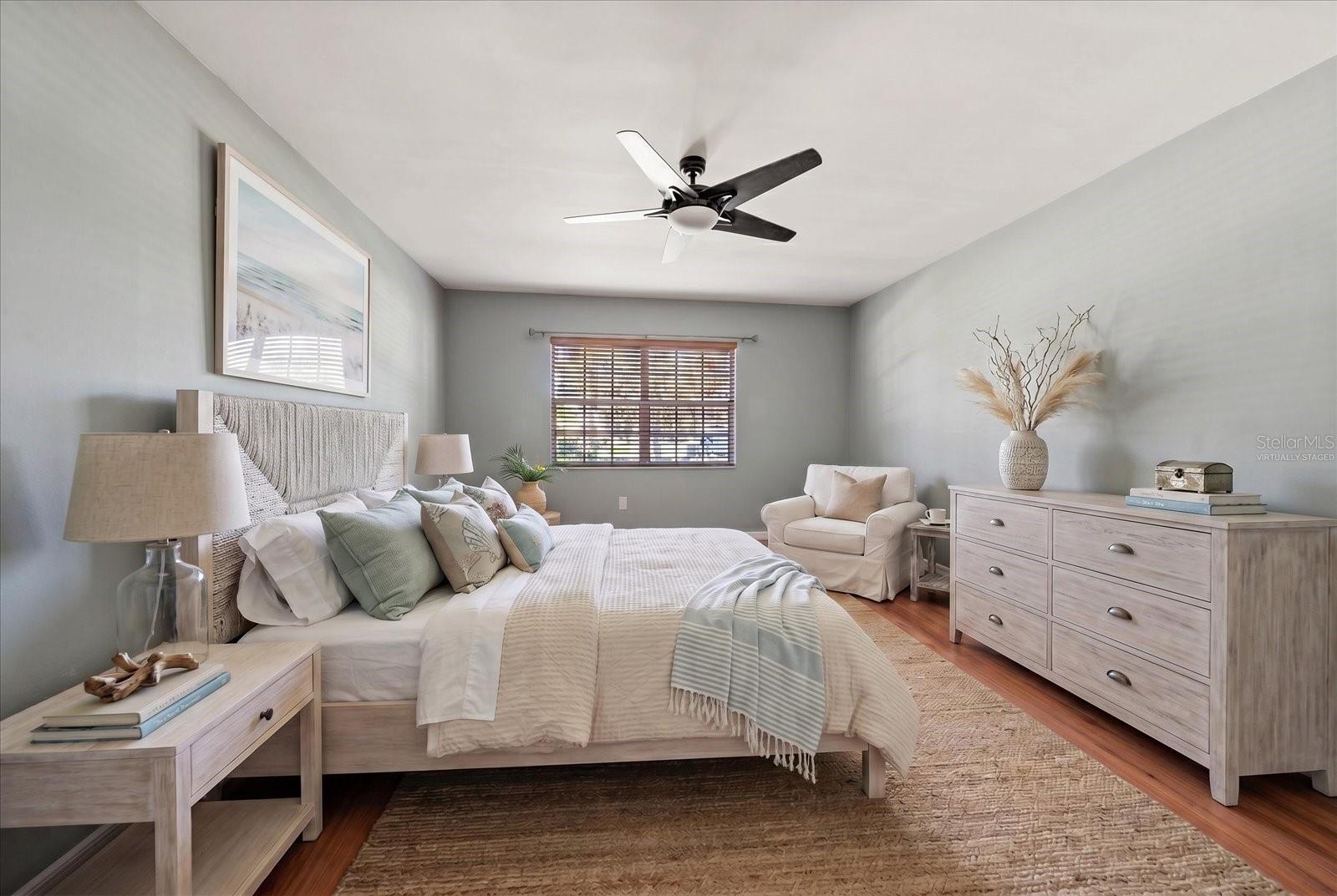 Virtually staged primary suite