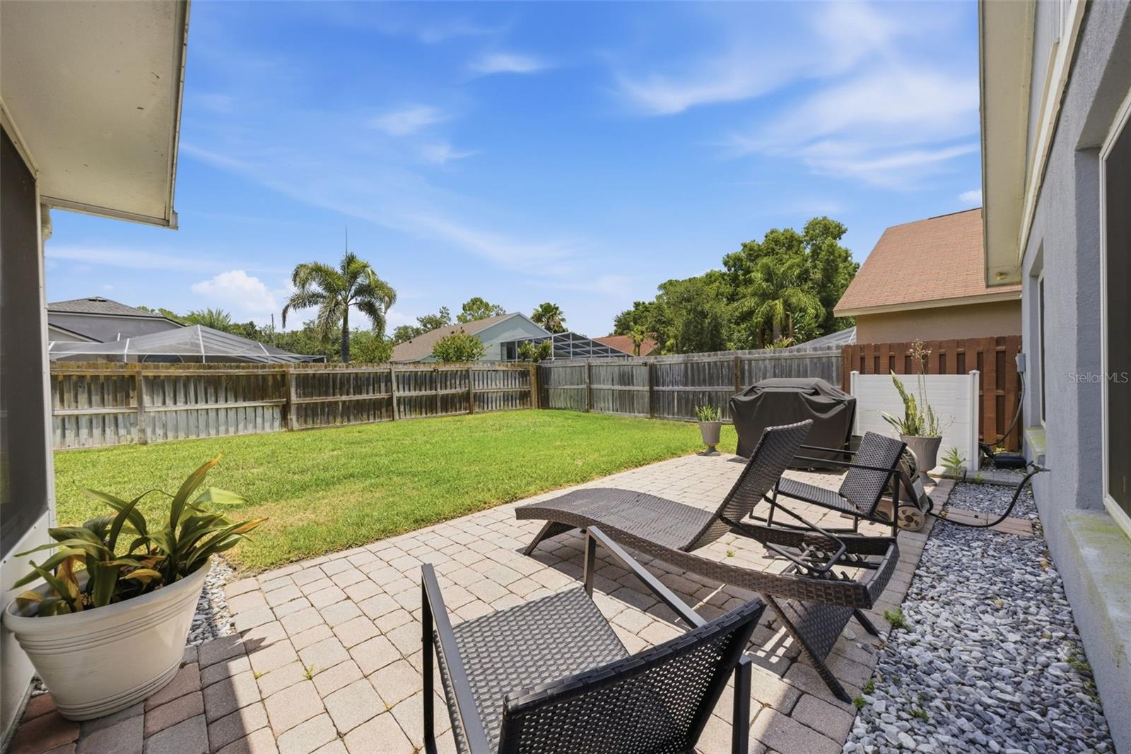 Paved back yard area