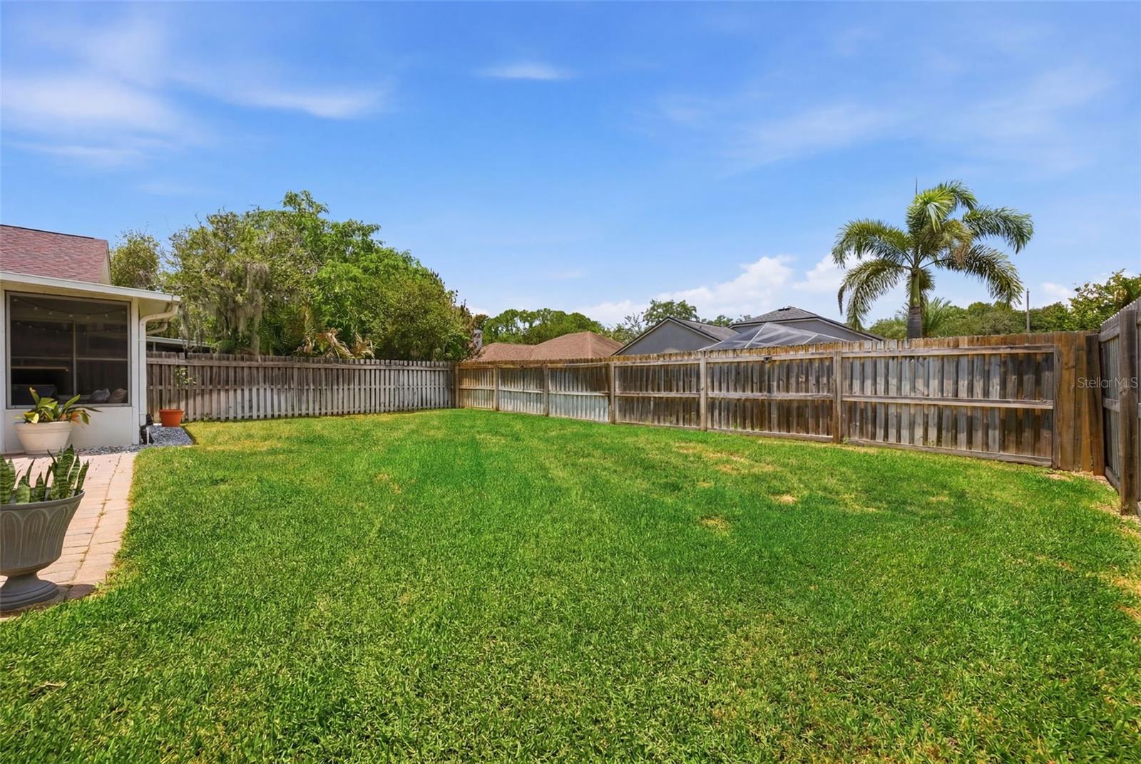 Large, fenced back yard