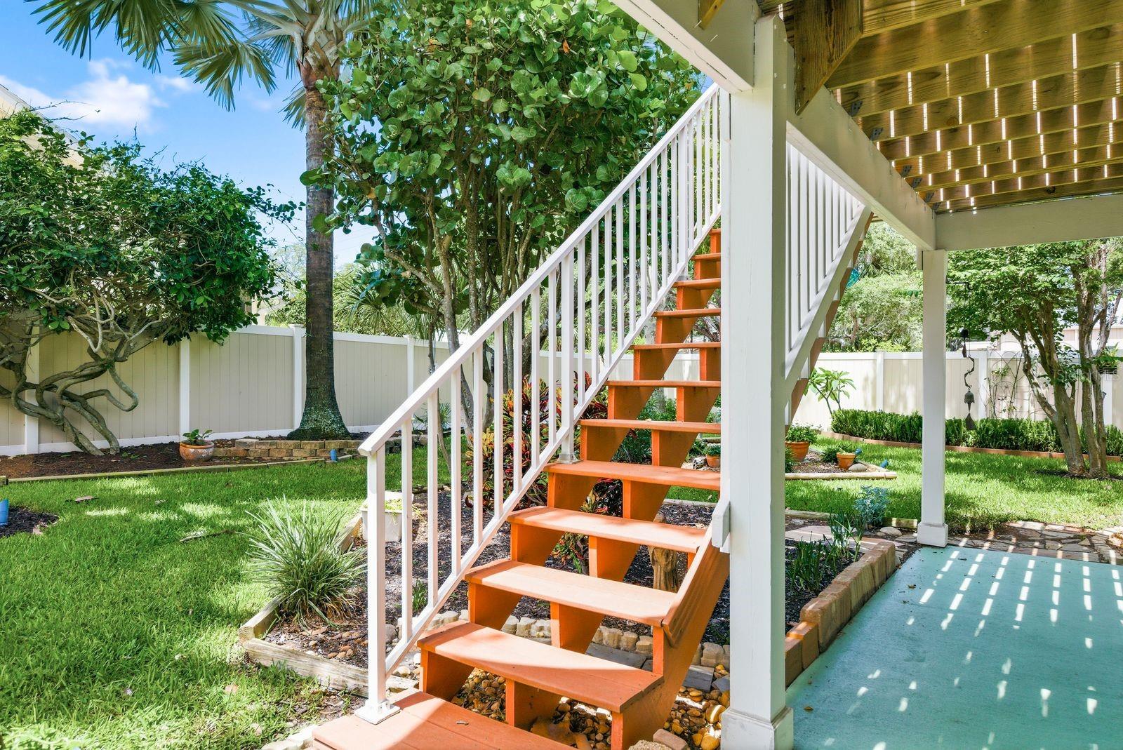 Stairs from deck newly replaced.
