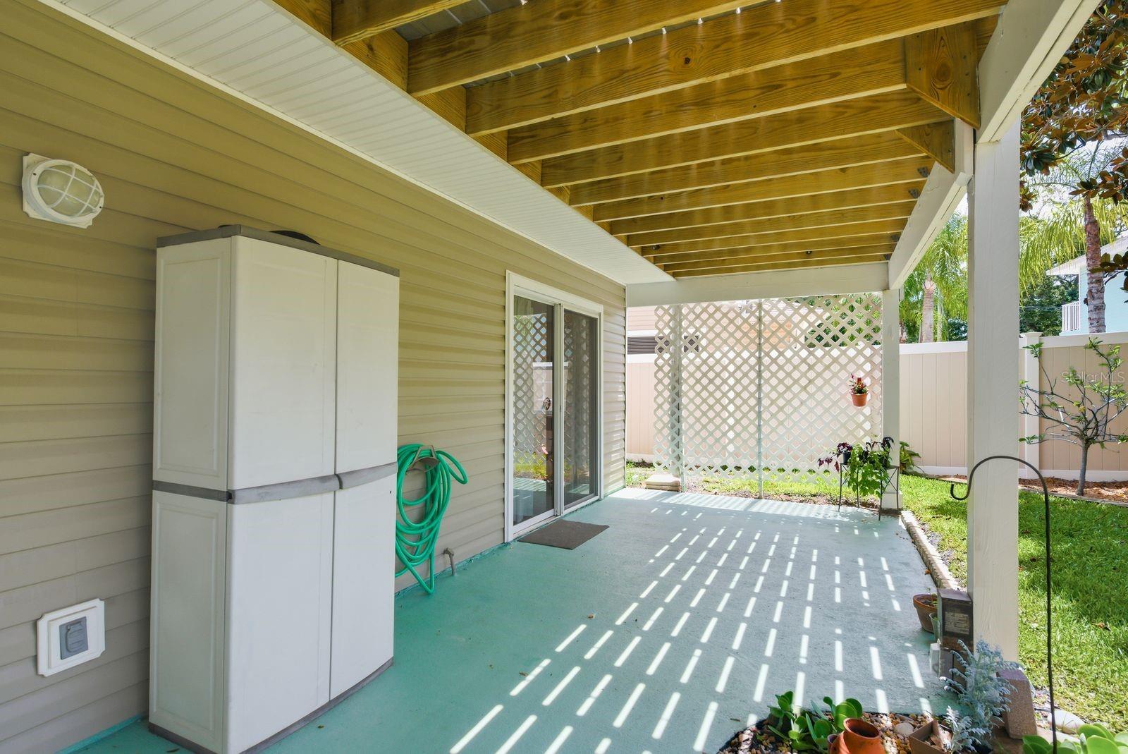 Downstairs Patio sliding glass doors from Bedroom 1.