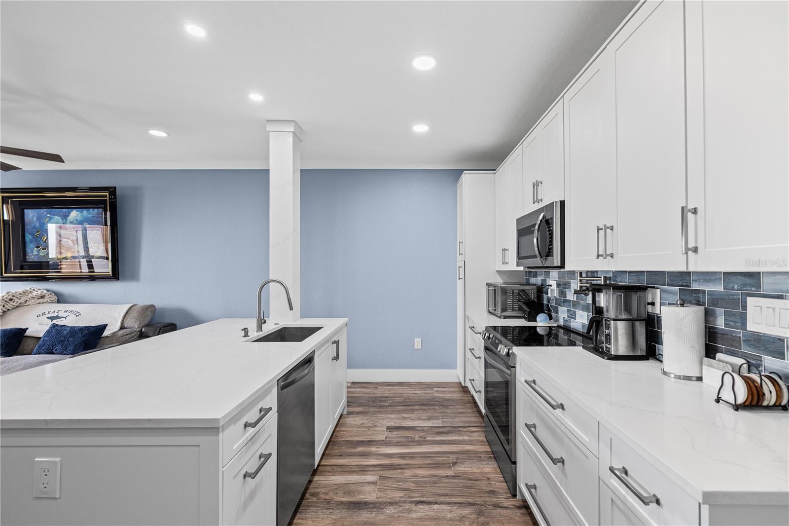 Pro renovated Kitchen with walls removed and large island