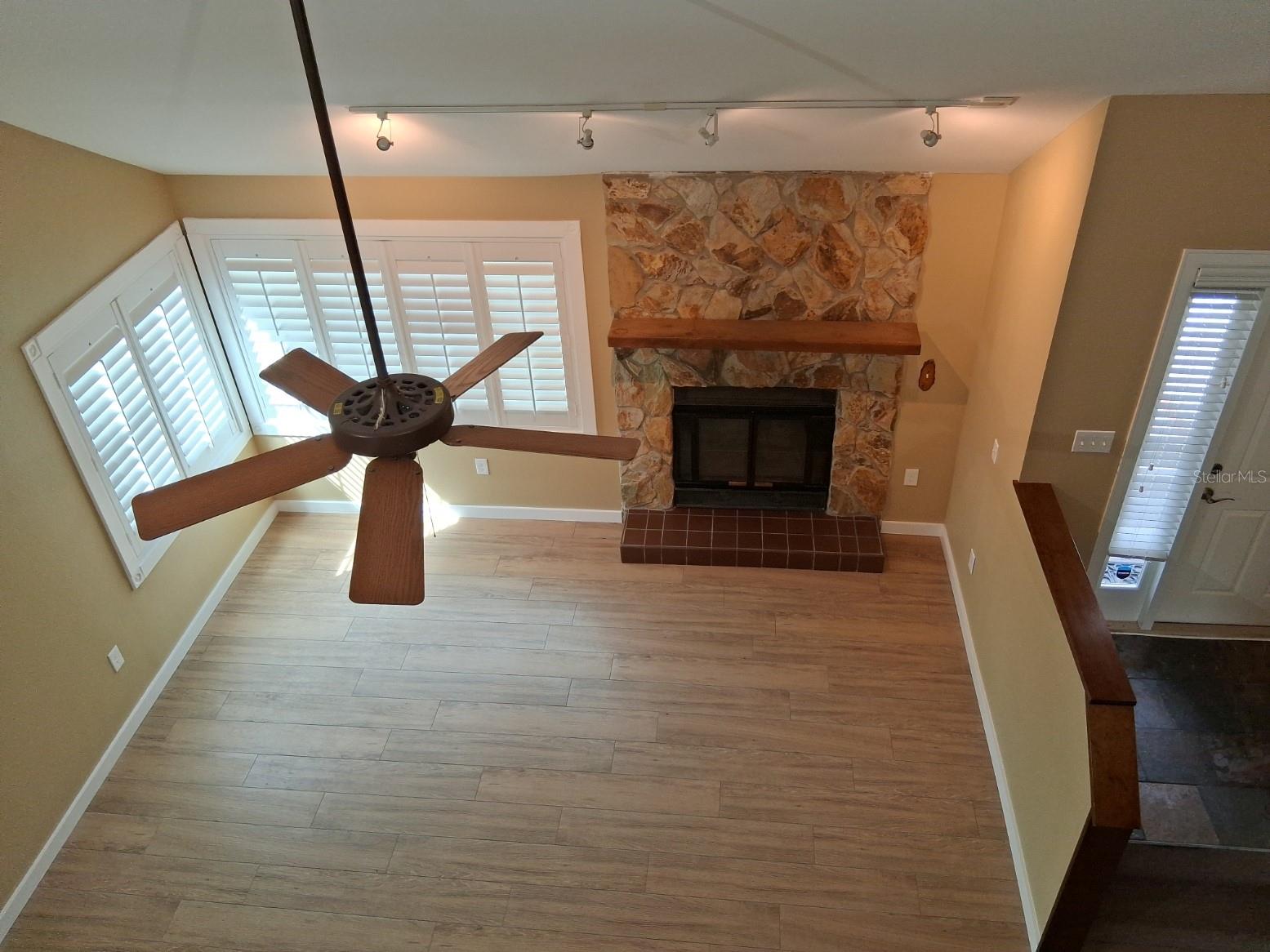 View of living room from the loft