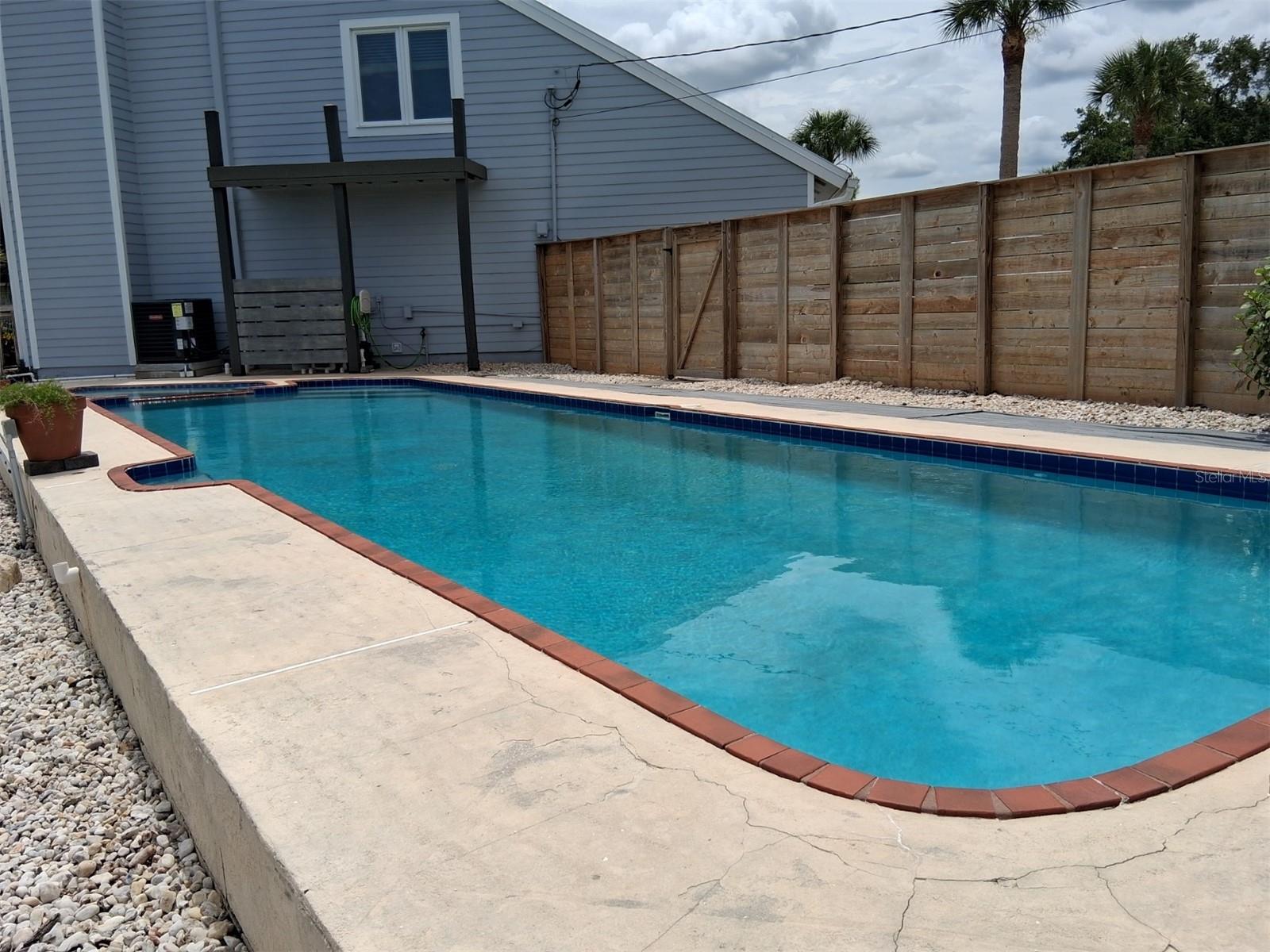 40'x12' play pool is 4' deep at both ends and 5' deep in the middle.