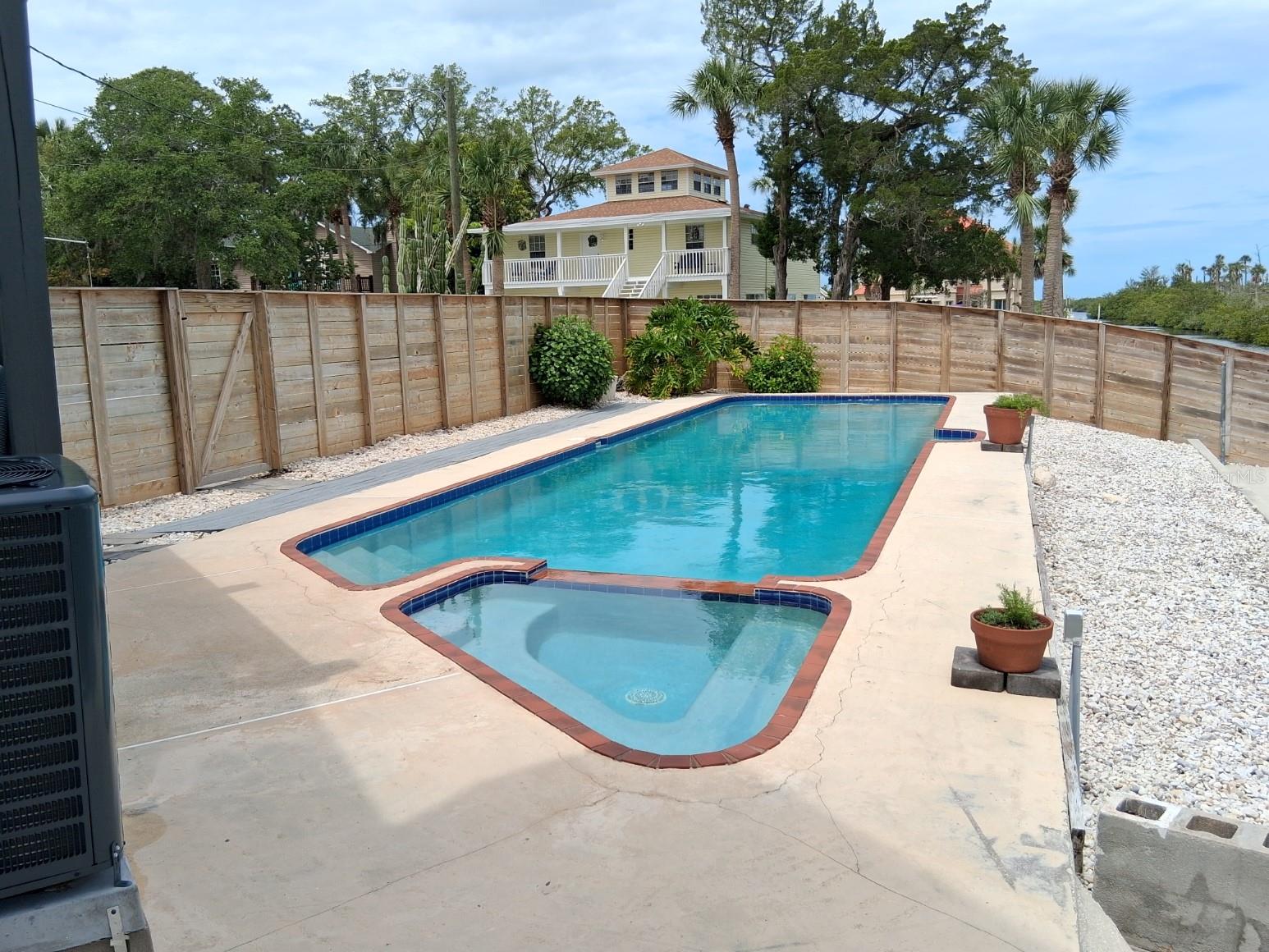 Long view of private pool area
