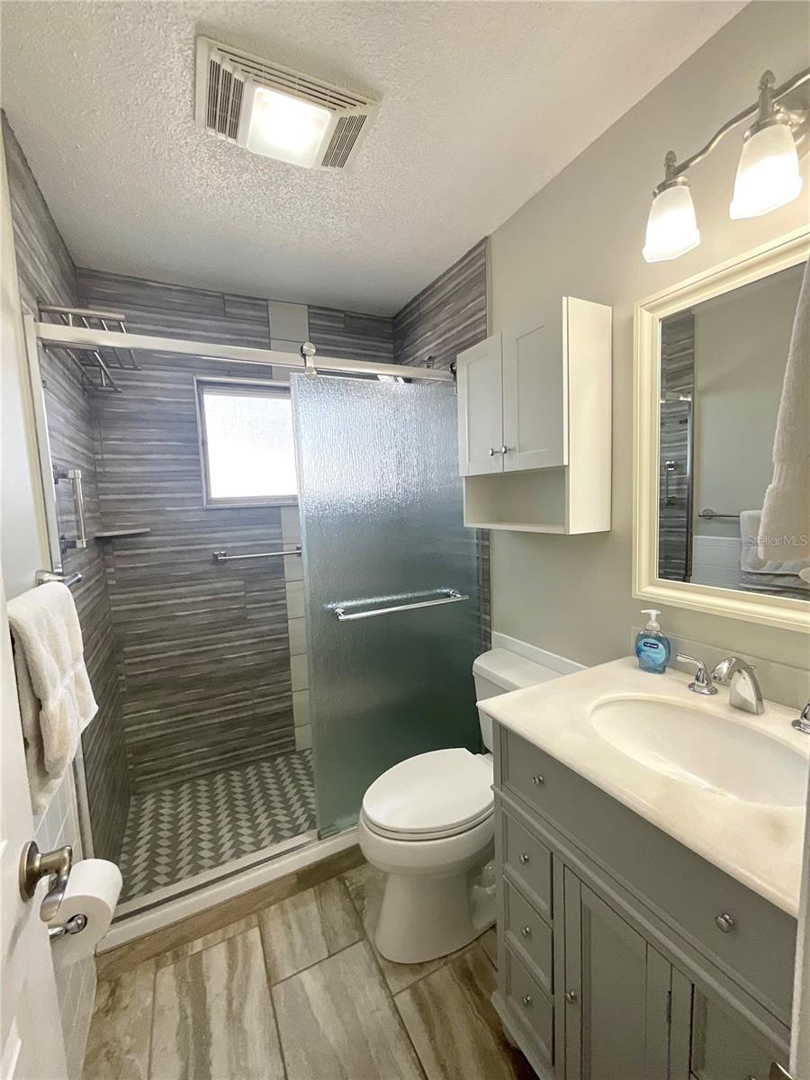 Bathroom with step-in shower