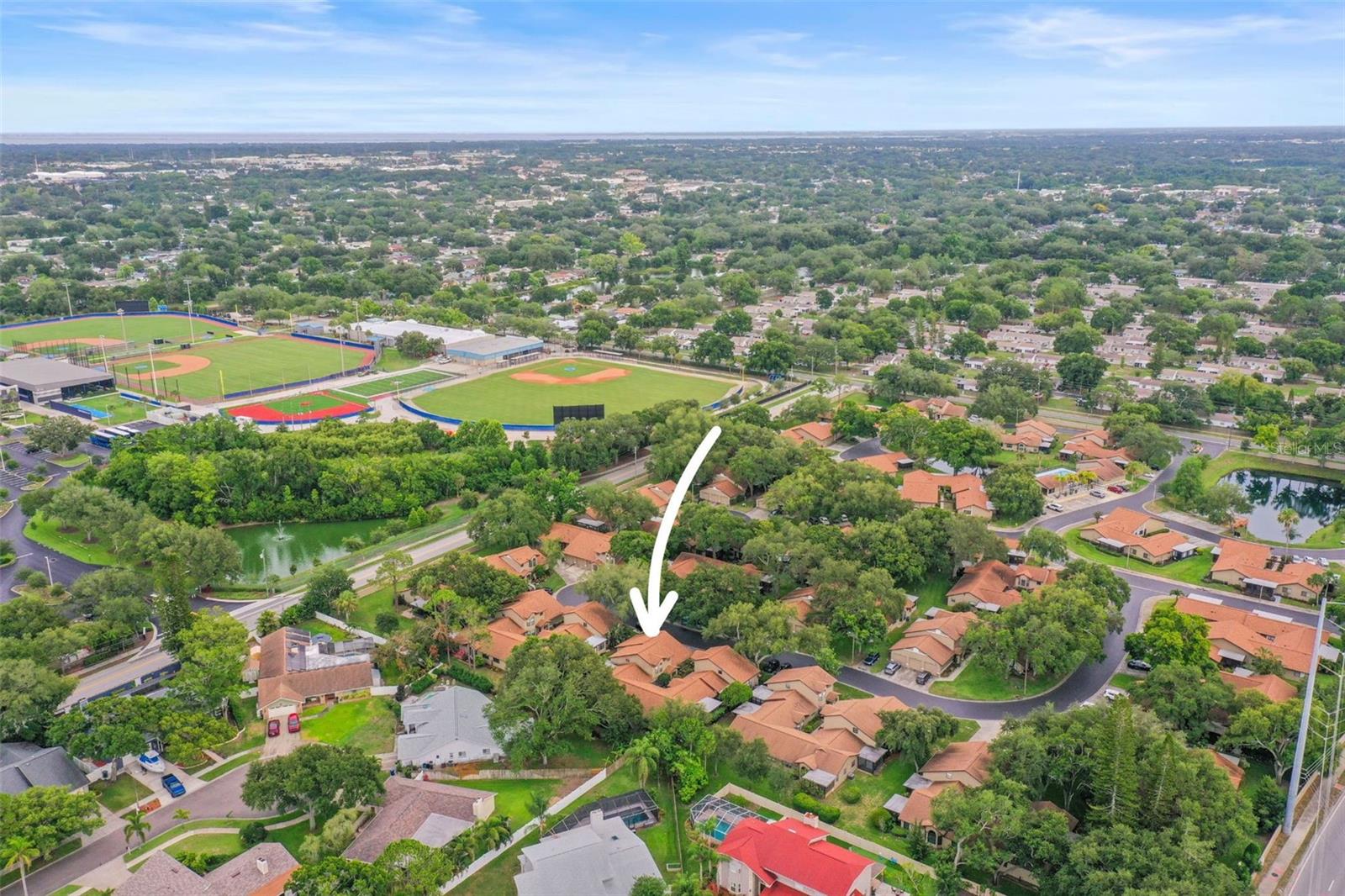 Overhead Central location of townhome
