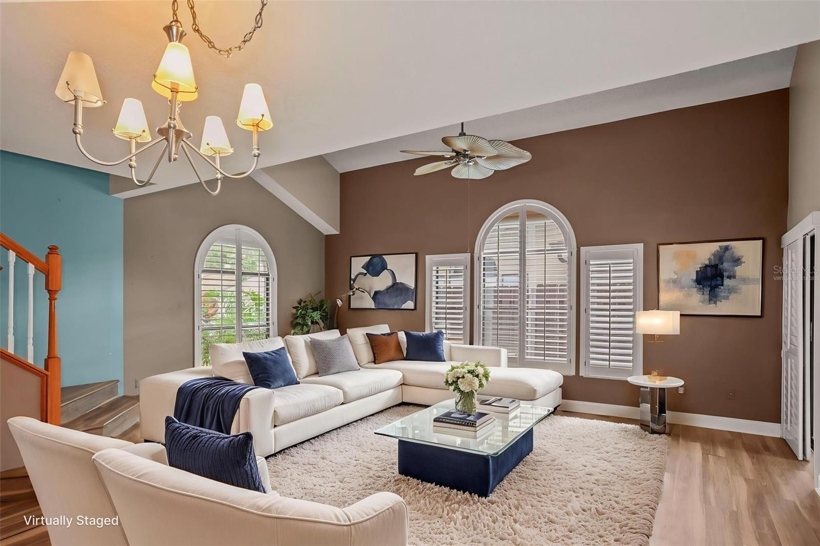 Living room virtually staged