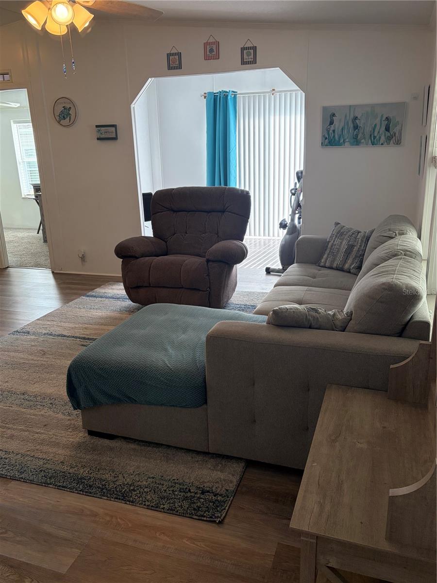 Looking into living room alcove