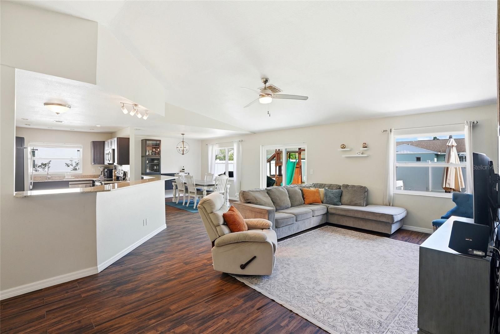 Entry from foyer to your open floorplan with living room, dining room and  kitchen