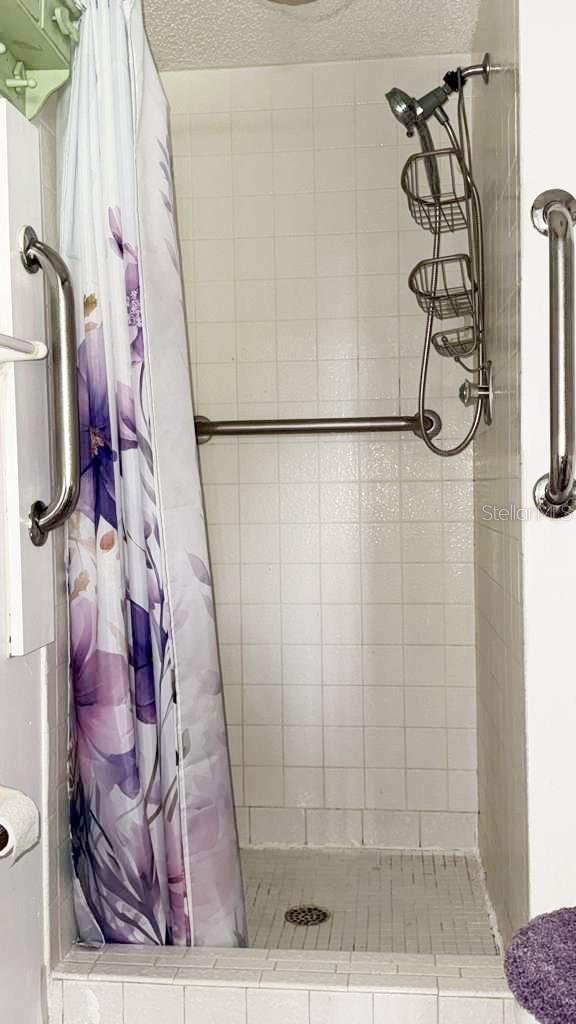 Primary shower stall with safety bars already inplace