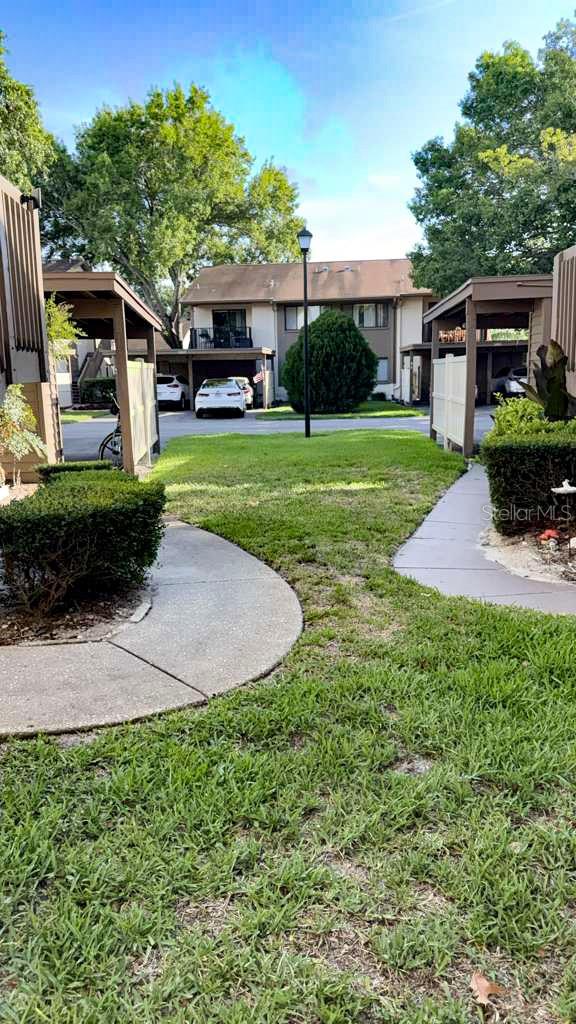 Looking out towards the street as you leave your home.