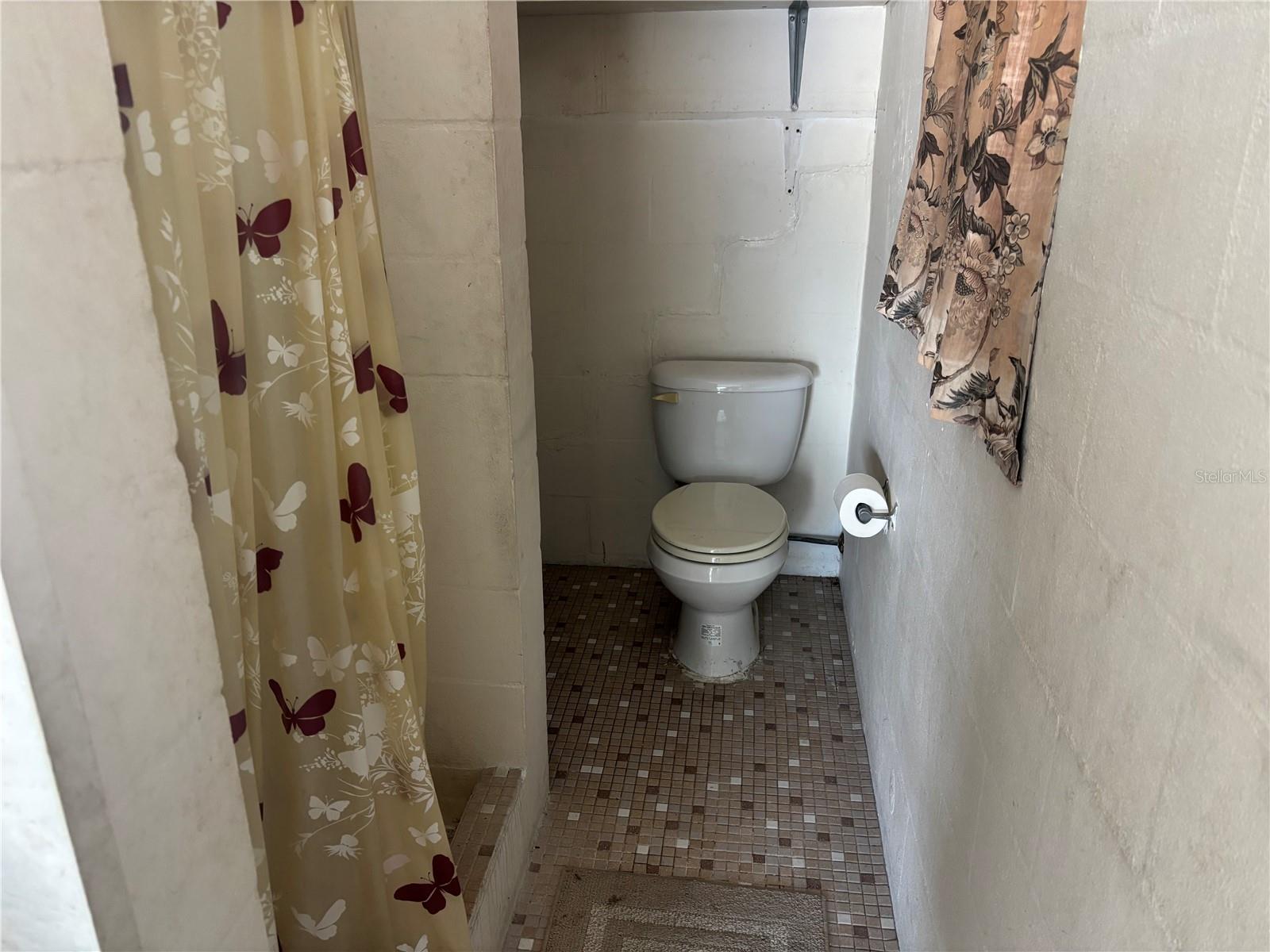 Second Bath in Garage with Shower, Toilet and Utility Sink