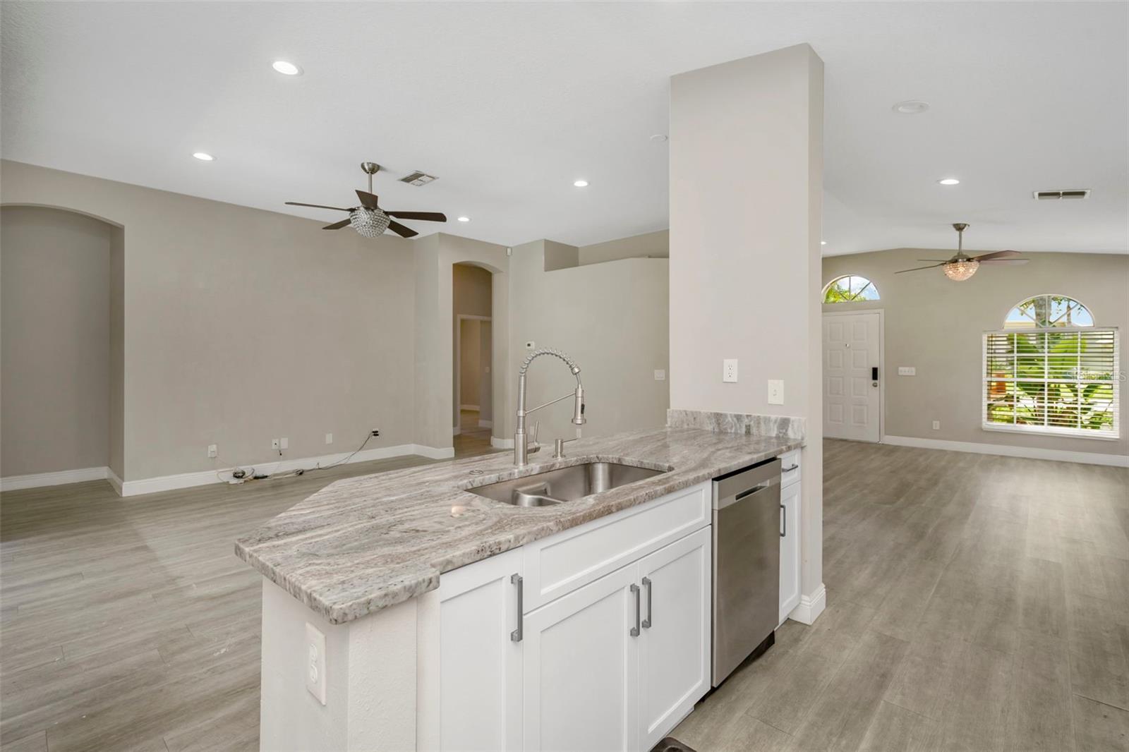 Kitchen, showing part of family room
