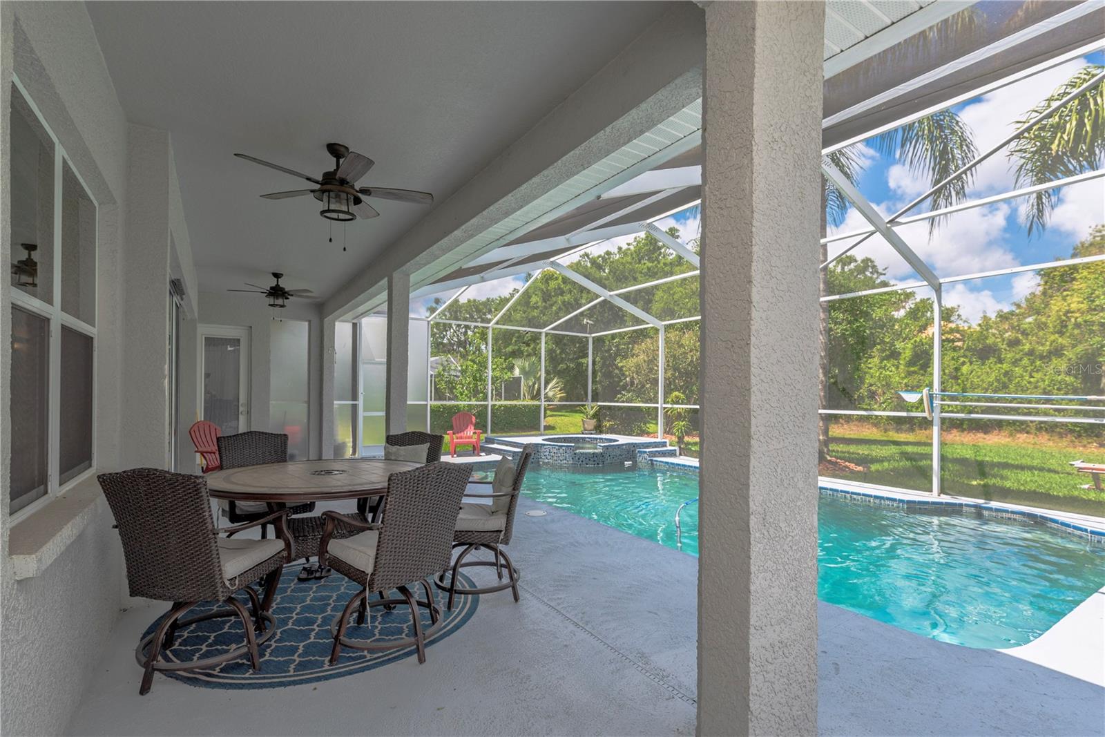 Covered pool area.