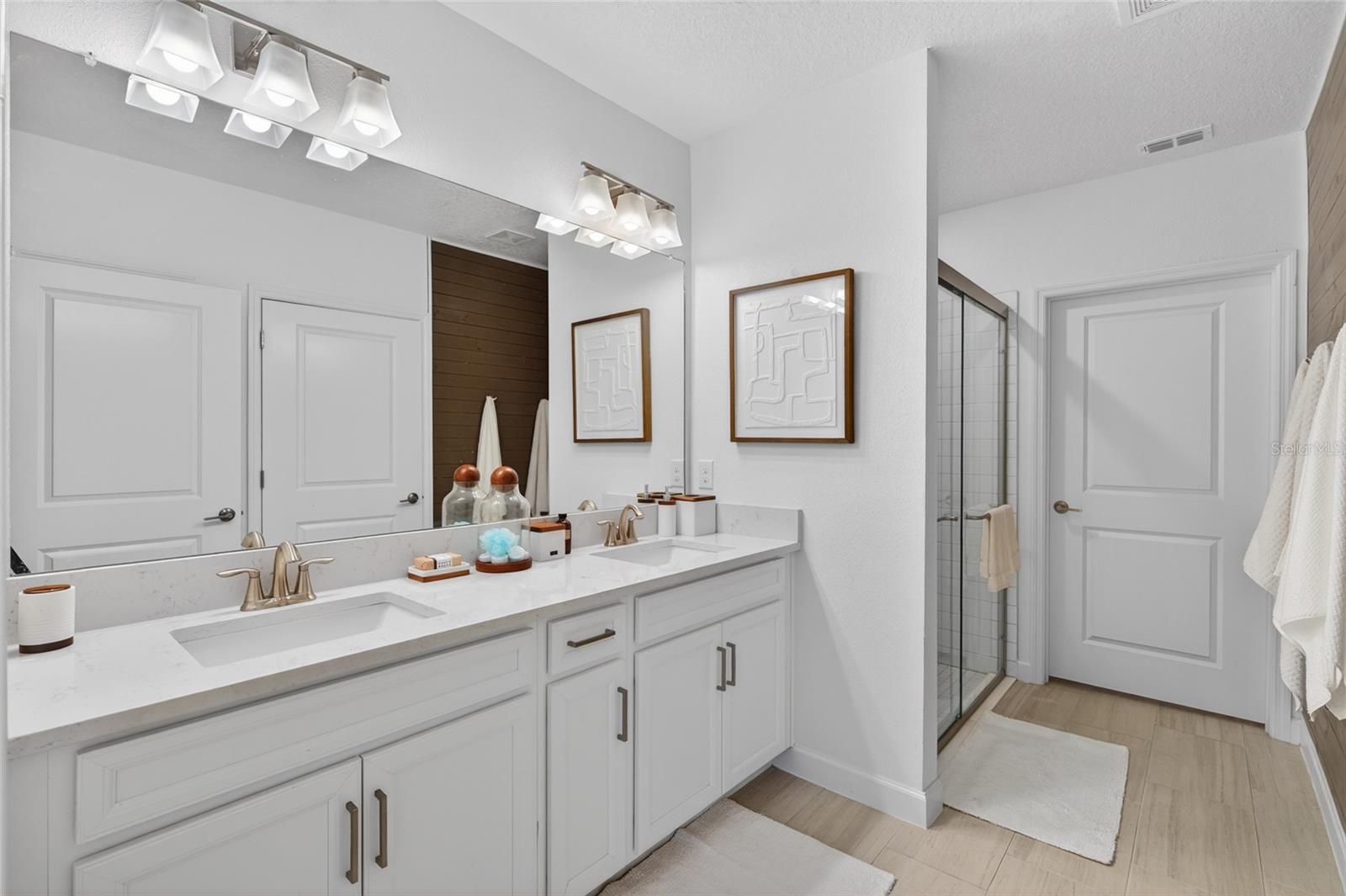 Primary ensuite bathroom with walk-in closed and separate WC