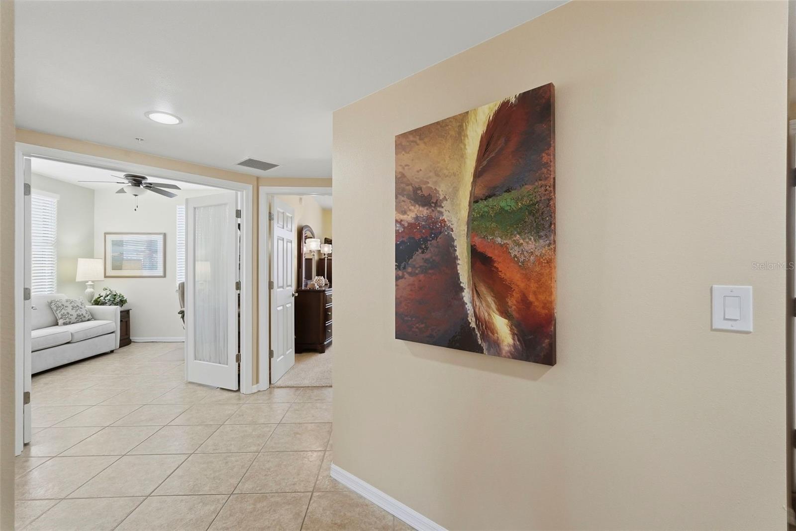 French doors to 3rd bedroom / office