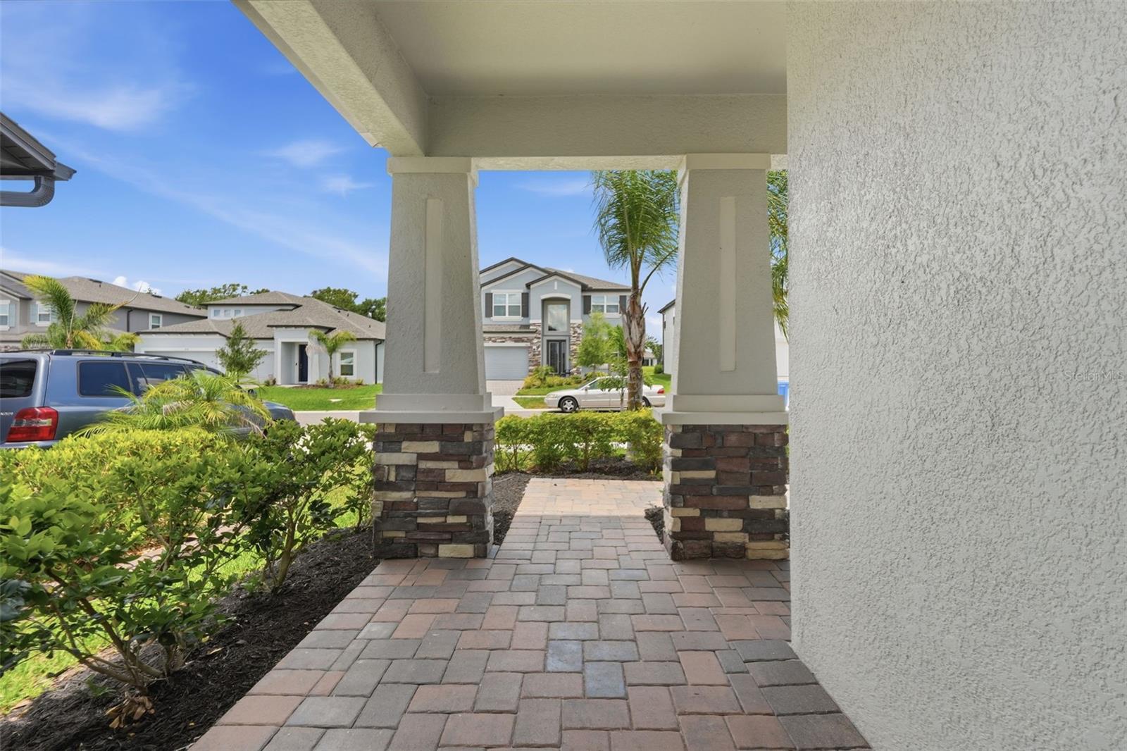 Front porch with pavers