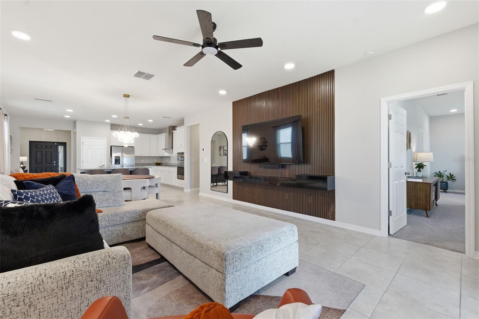 Living room with wall feature