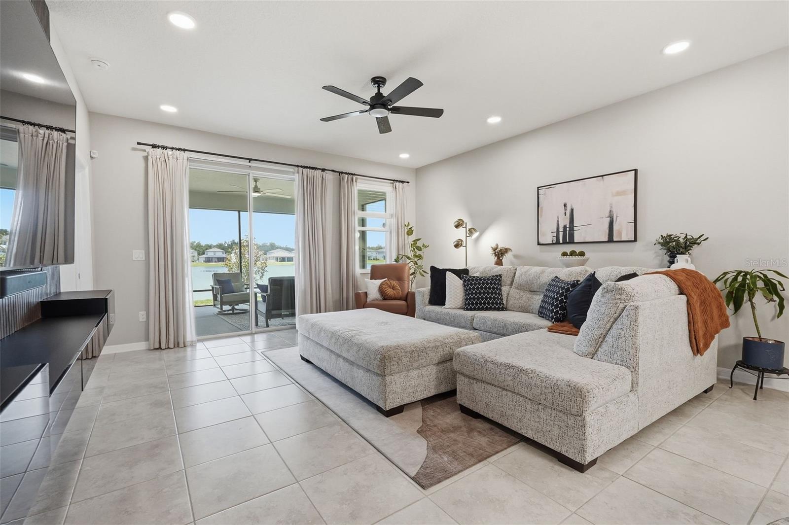 Living room with wall feature